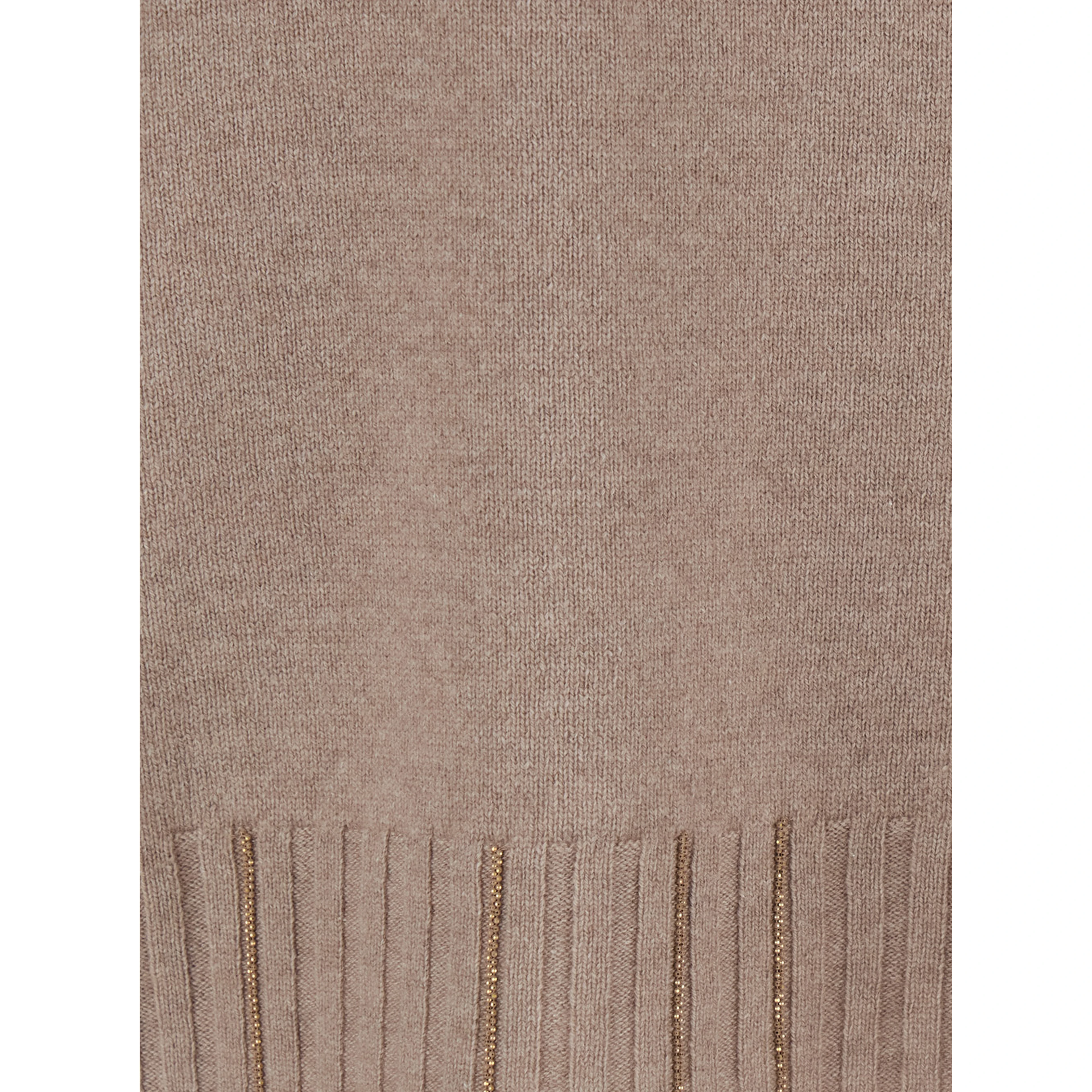 beige sweater with V-neck and strass details in wool and silk Blend women