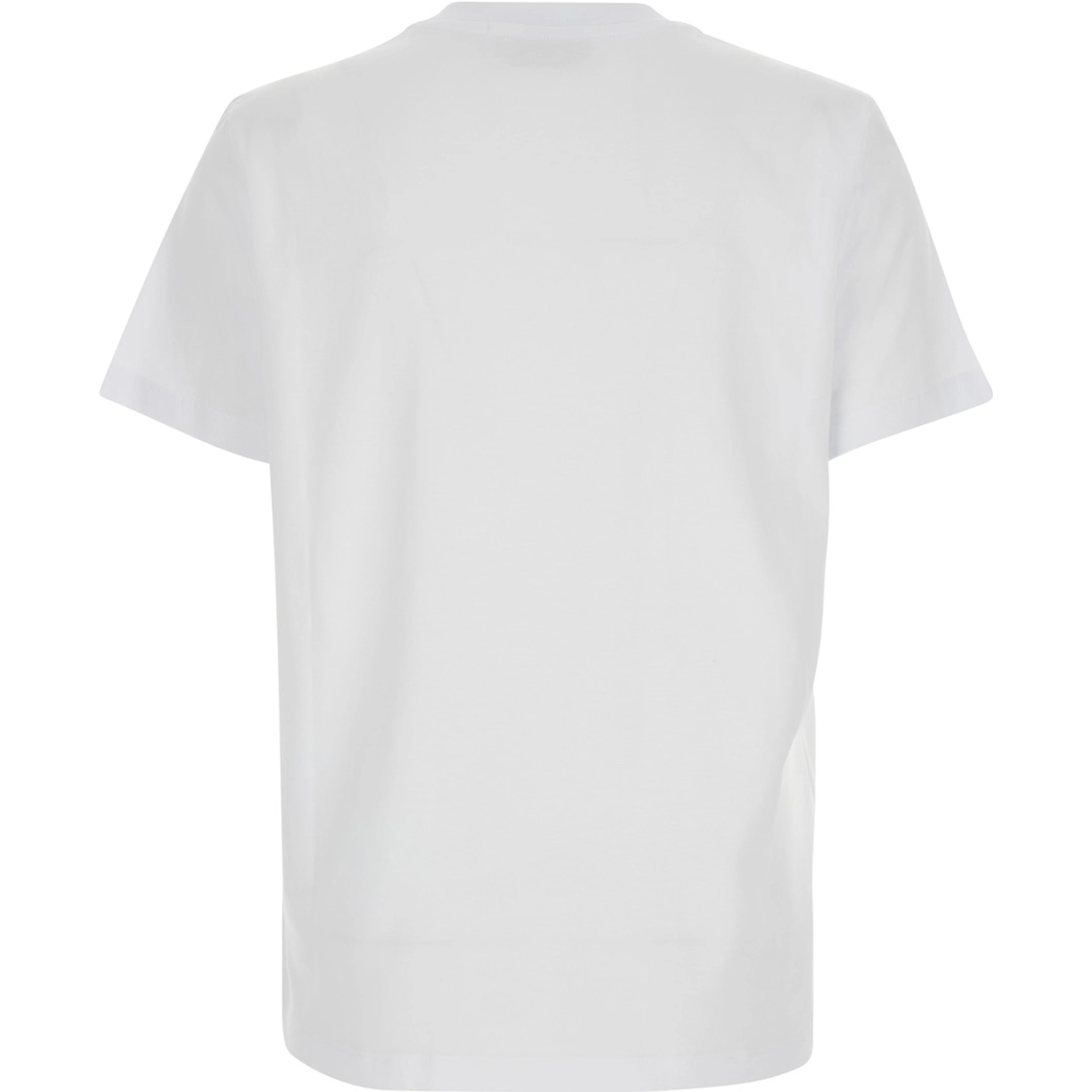White T-Shirt with Round Neck and Logo on Front for Women