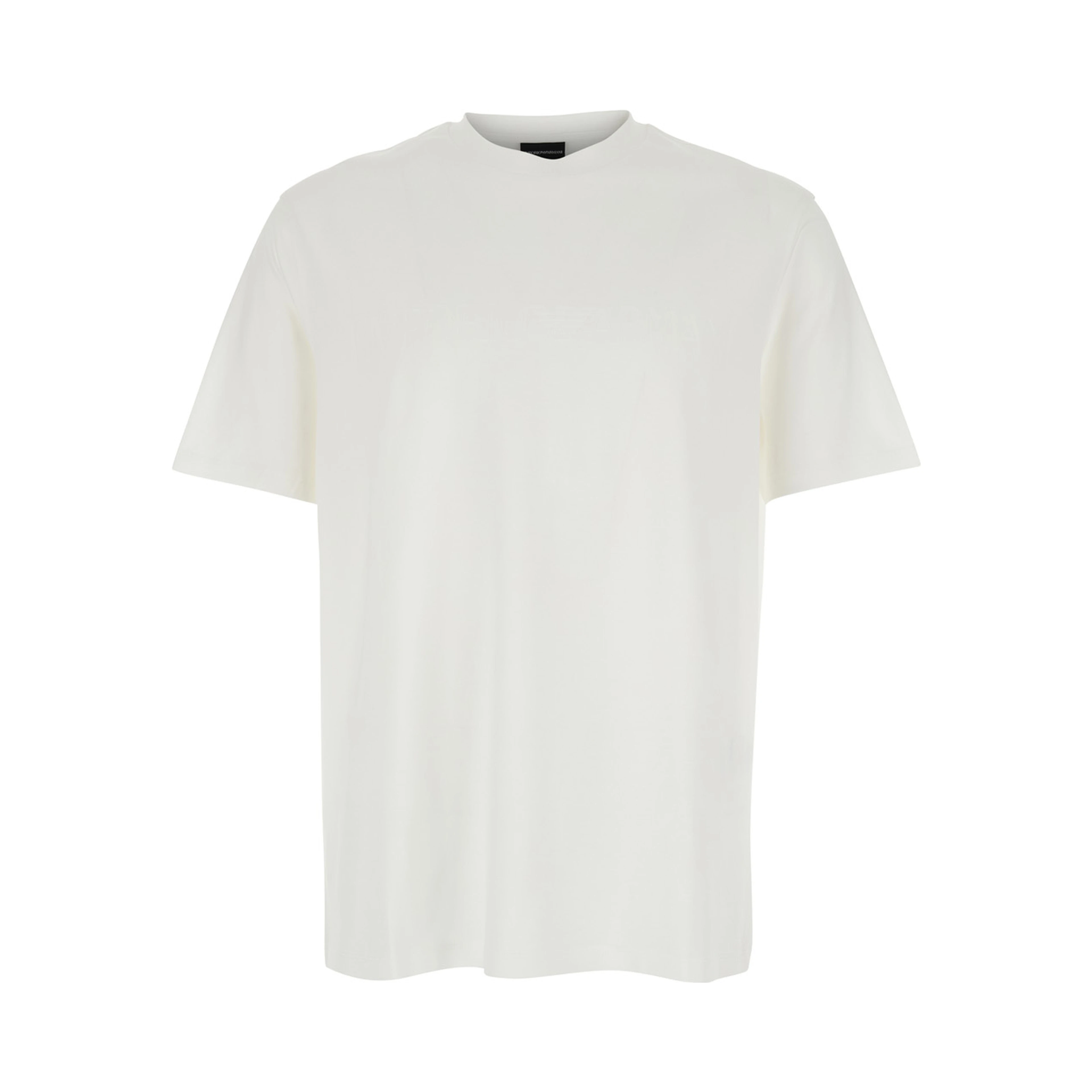 White T-Shirt with Logo Embroidery on the Front for Men