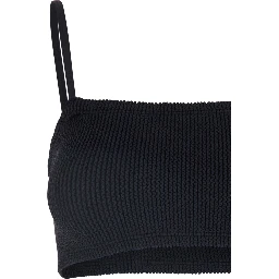 Gigi Black Bikini with Square Neckline and Thin Straps in Ribbed Fabric for Women
