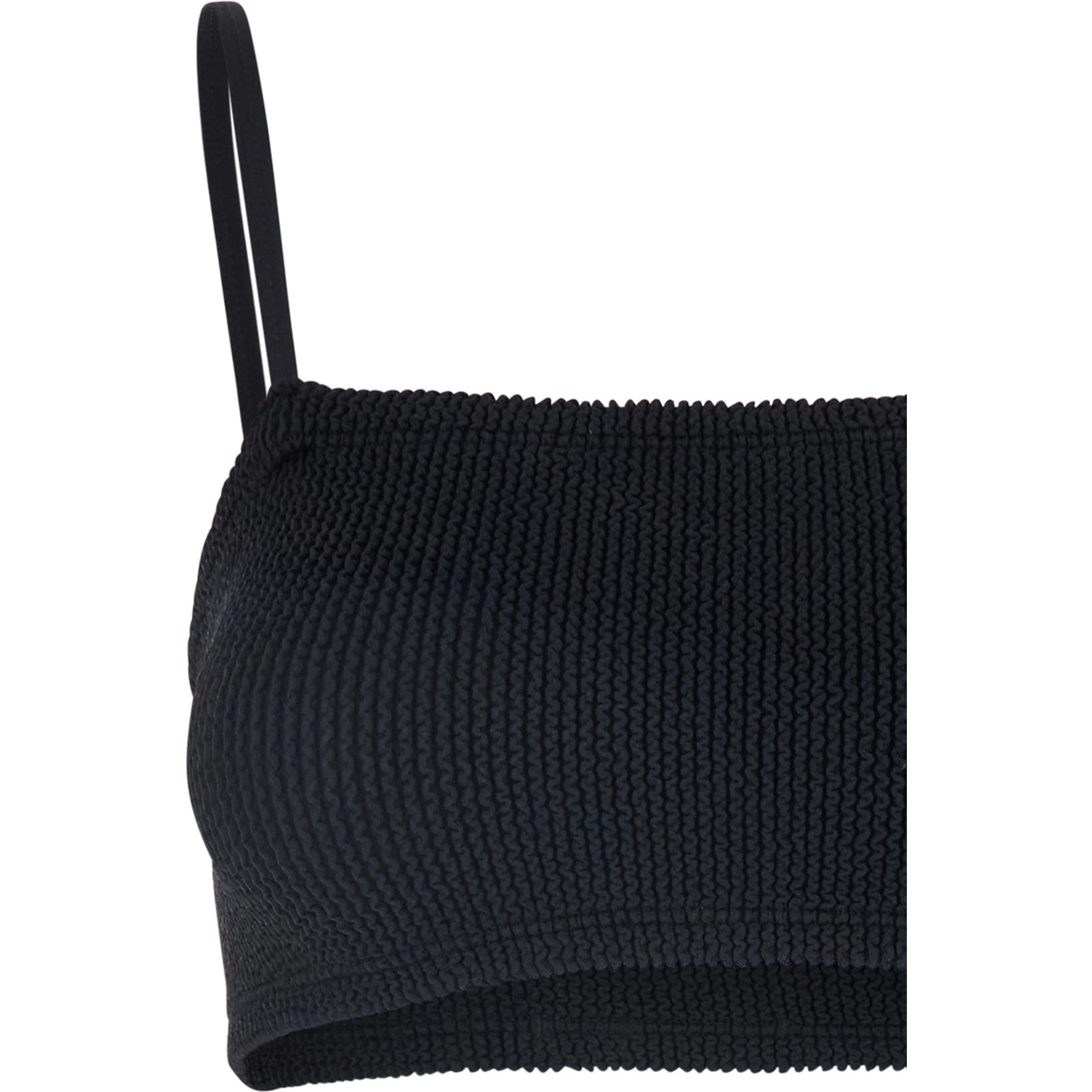 Gigi Black Bikini with Square Neckline and Thin Straps in Ribbed Fabric for Women