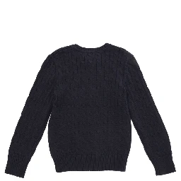 Blue Sweater with Cable Knit in cotton Boy