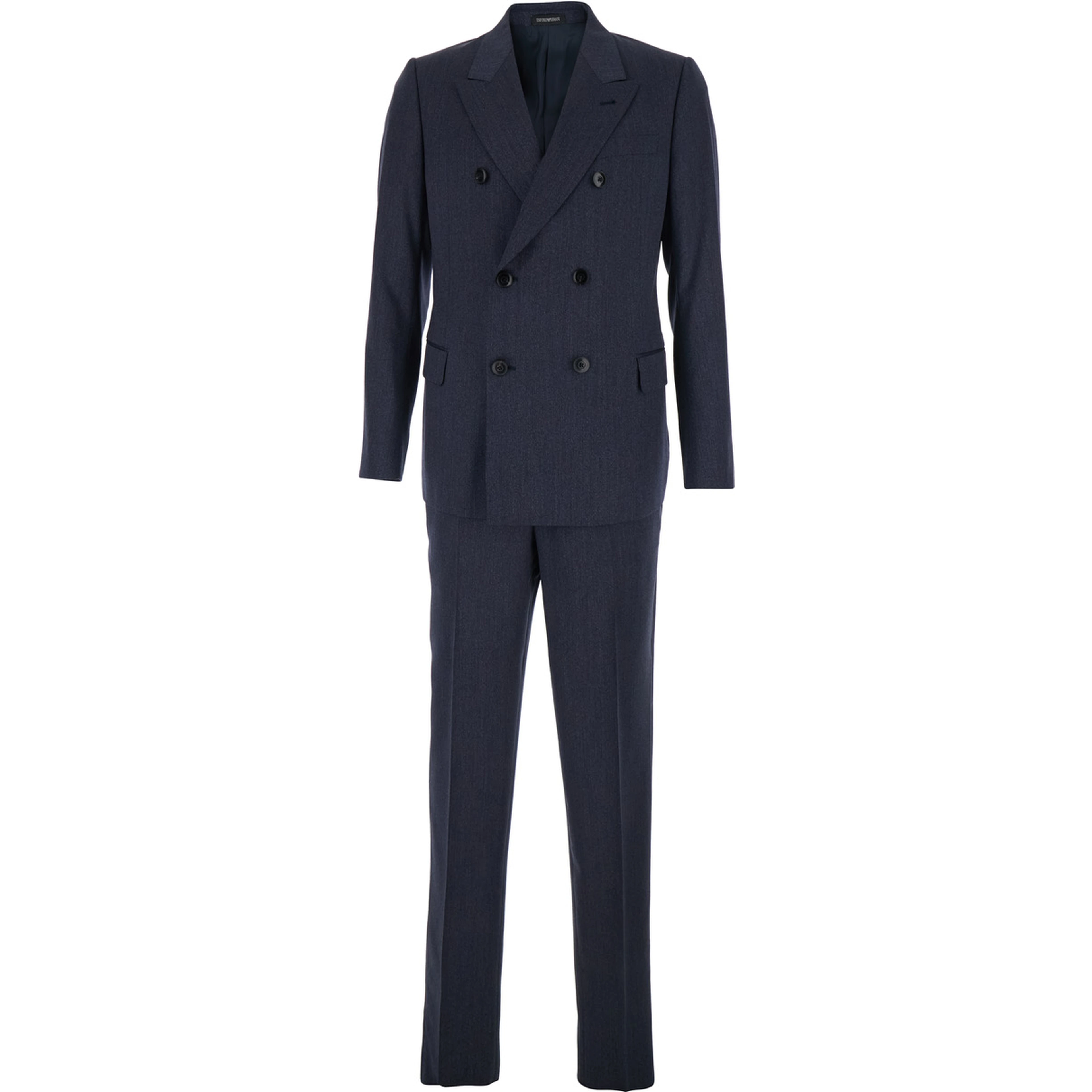 Double-breasted Suit with Peak Revers in Blue Wool for Men