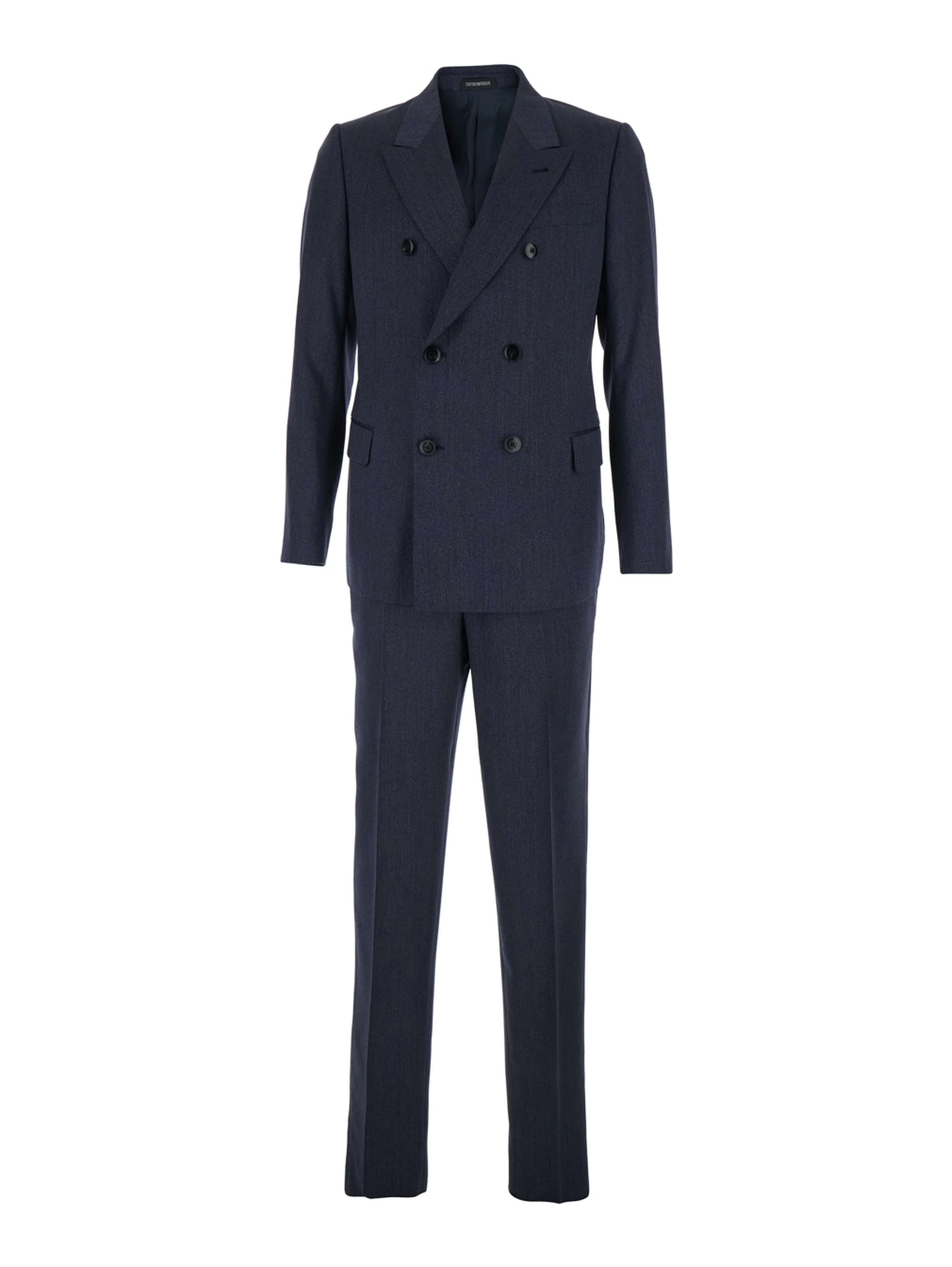 Double-breasted Suit with Peak Revers in Blue Wool for Men
