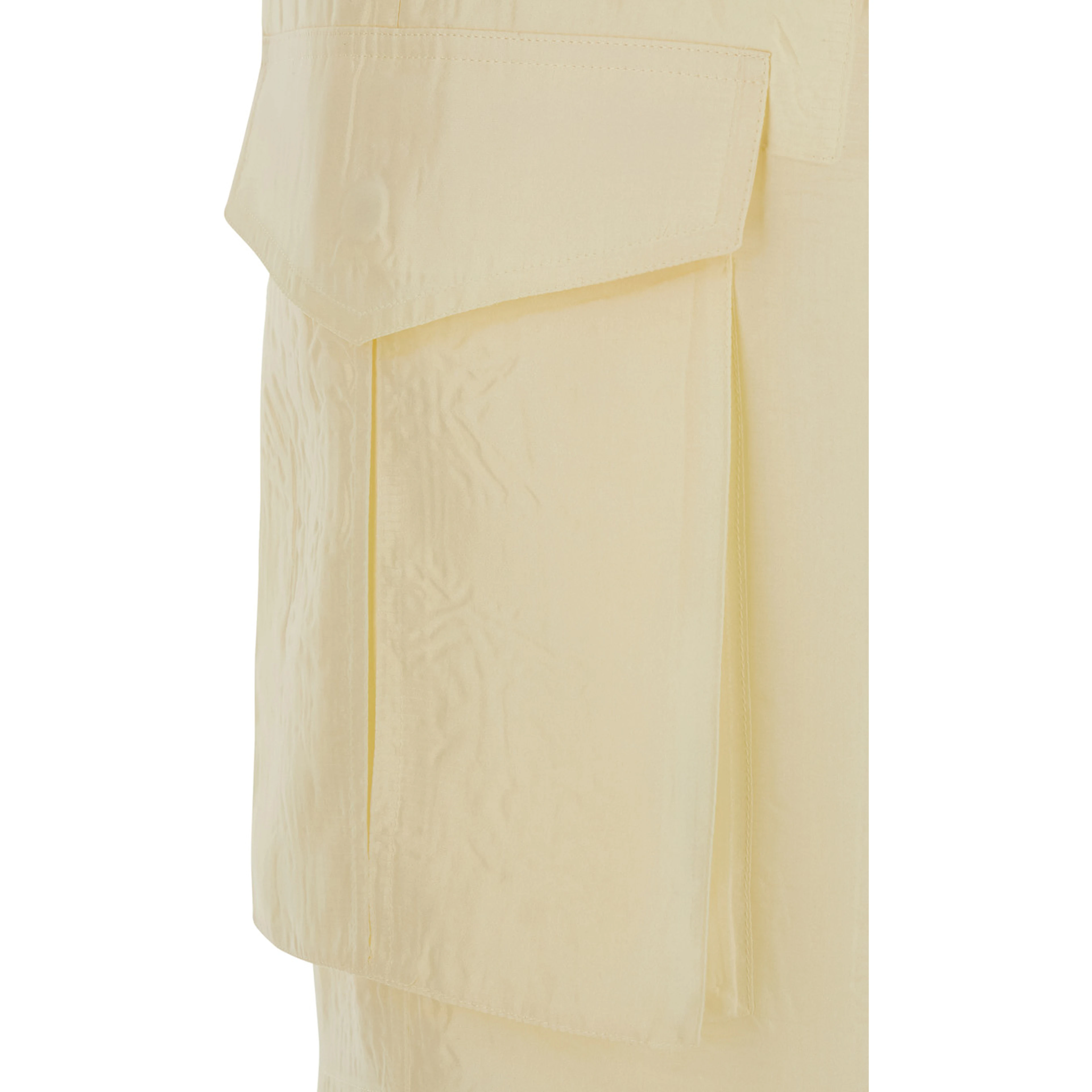yellow Pants with elasticated waist and applied cargo pockets in Fabric for women