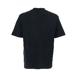 Black T-Shirt with Embroidered Lettering Logo on the Front for Men