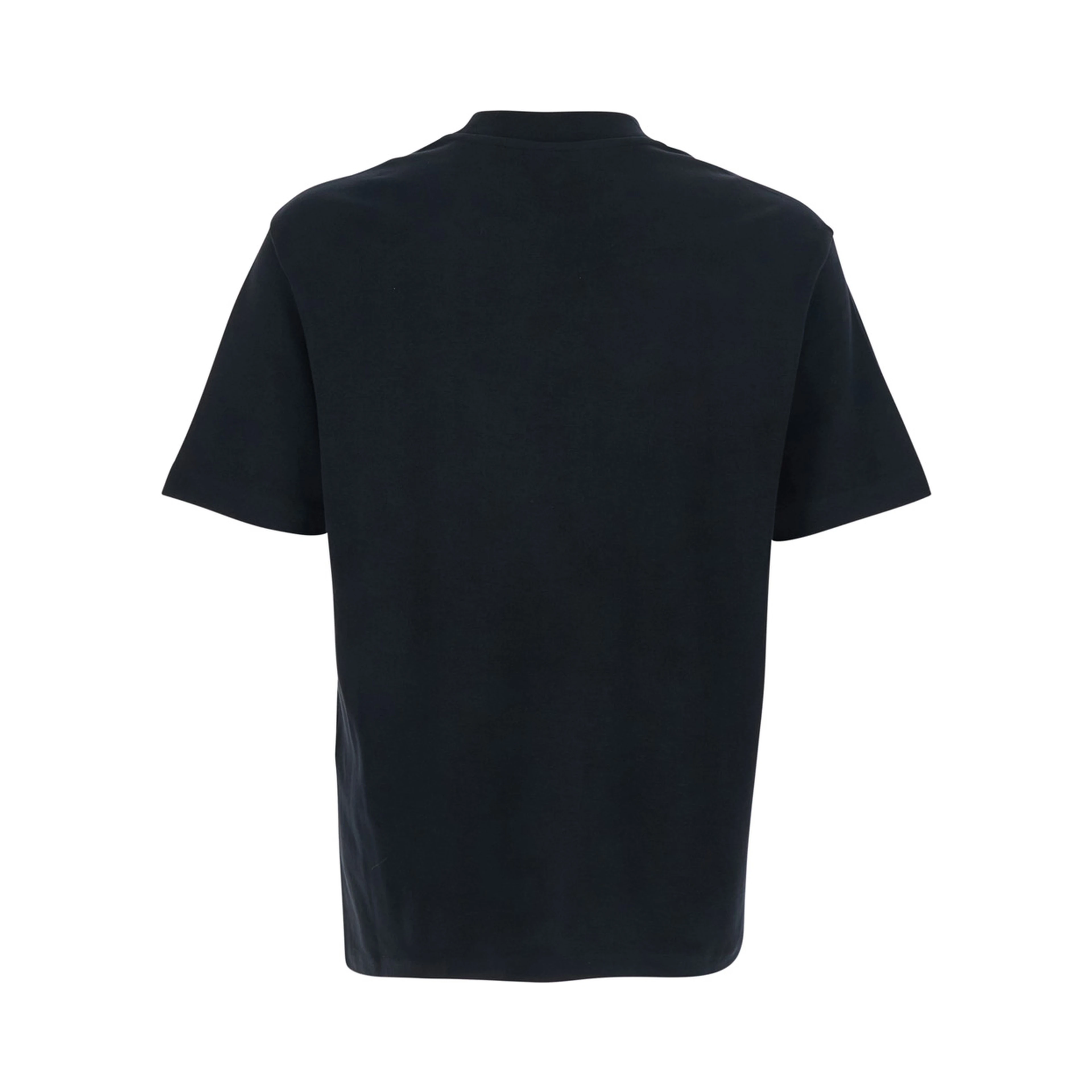 Black T-Shirt with Embroidered Lettering Logo on the Front for Men