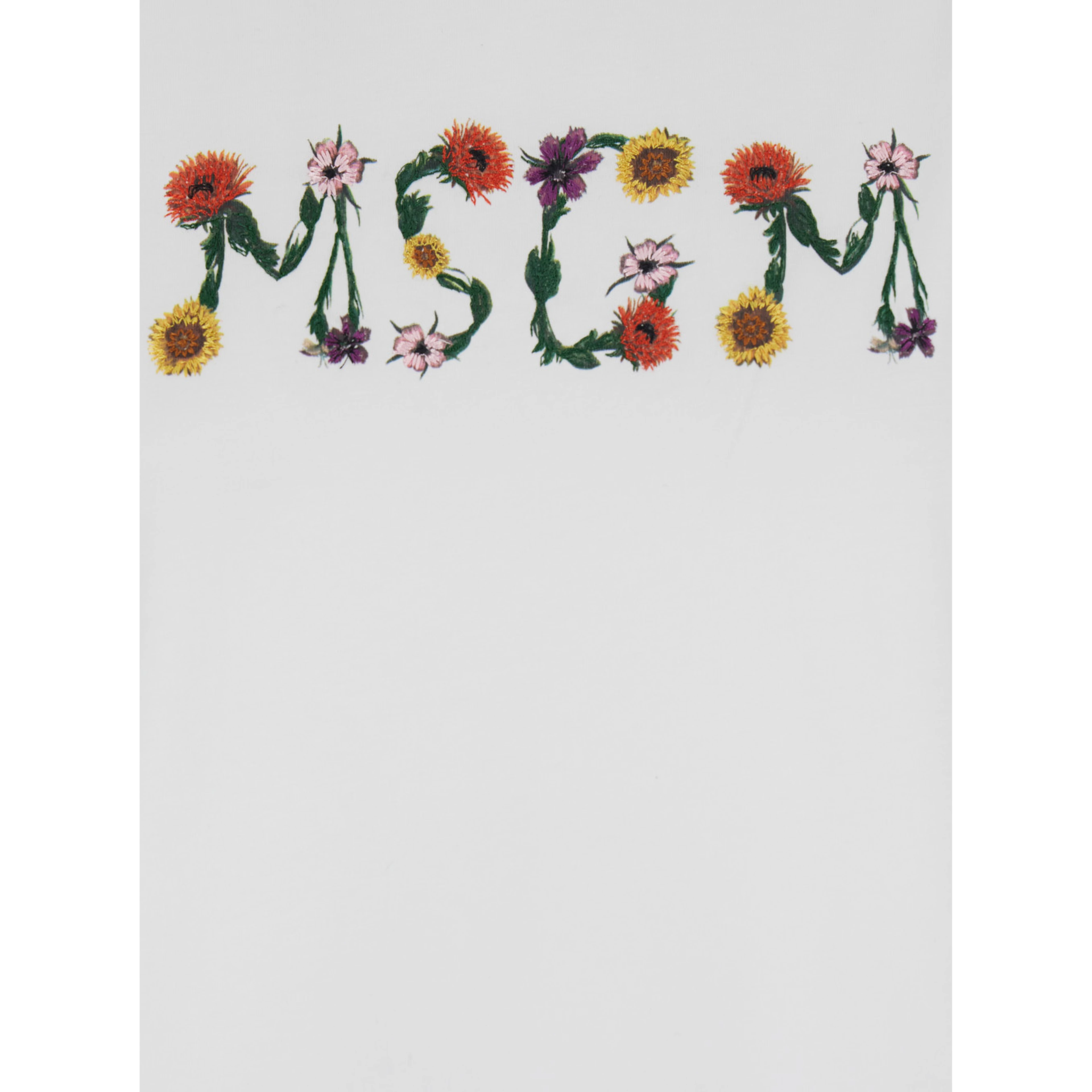 White T-Shirt with Round Neck and Logo on Front for Women