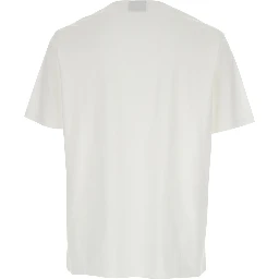 White T-Shirt with Logo Embroidery on the Front for Men