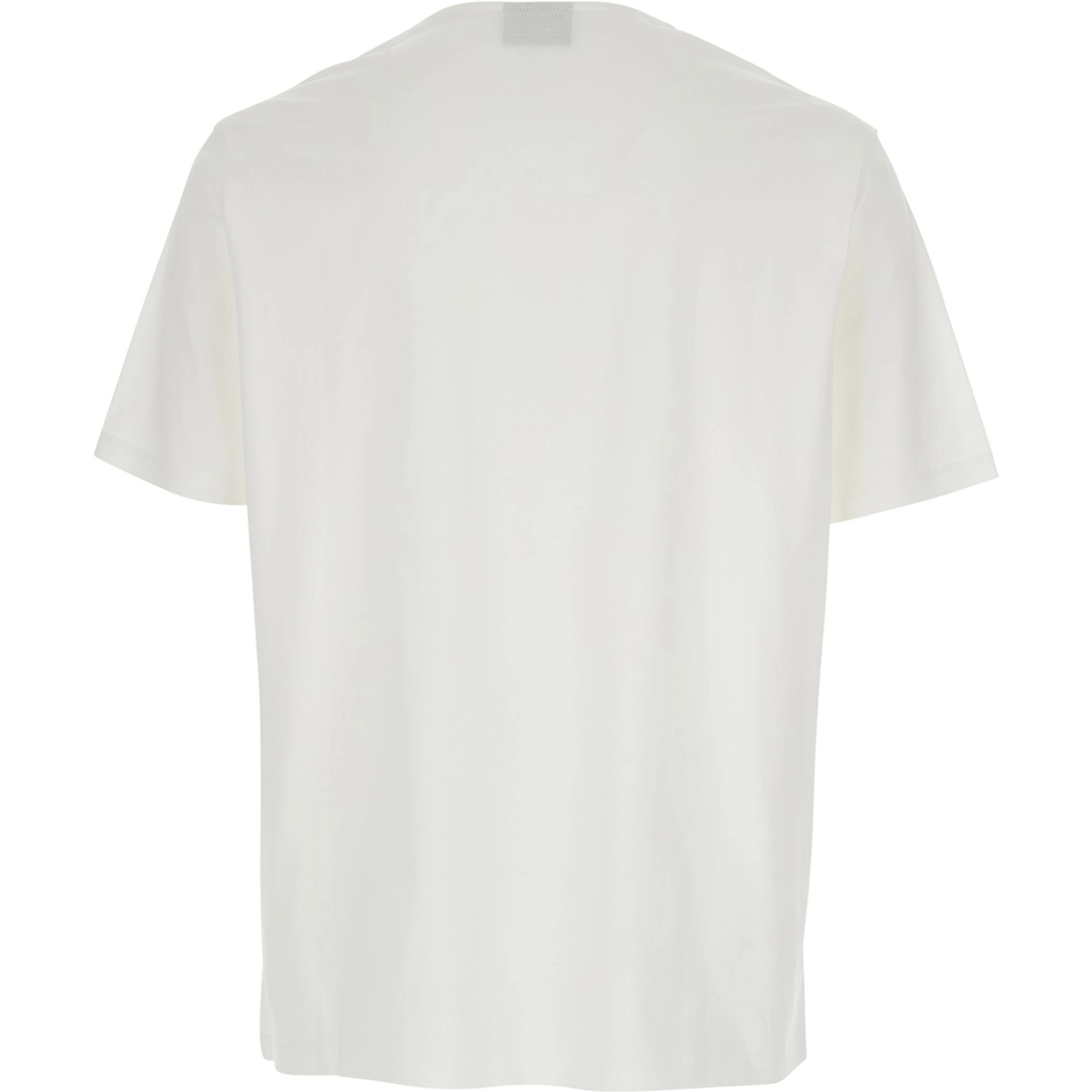 White T-Shirt with Logo Embroidery on the Front for Men