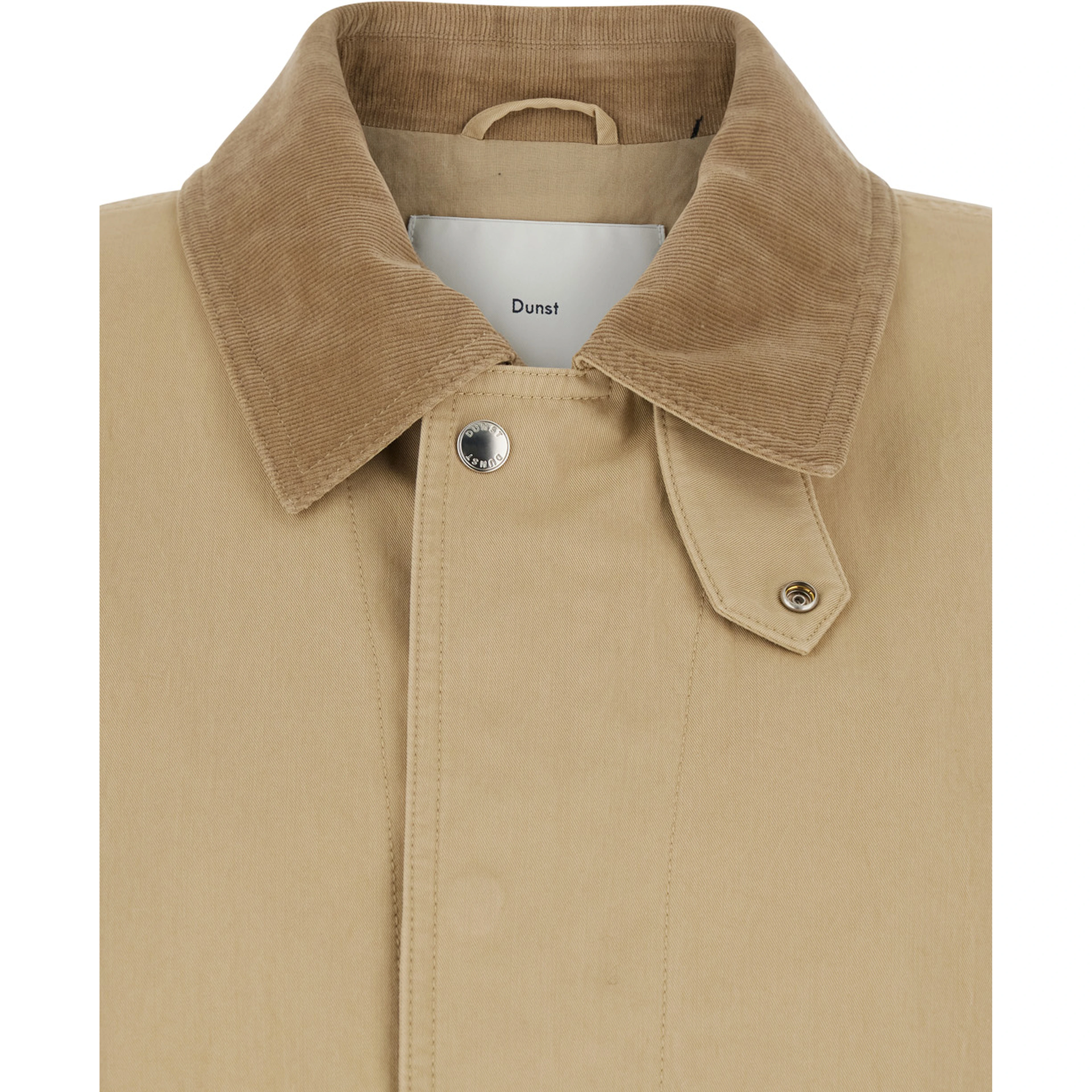 Beige jacket with ribbed classic collar in cotton woman