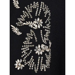 CASIA EMB Black Blouse with Embroidered Details in Viscose for Women