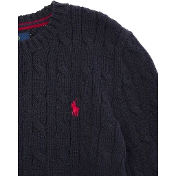 Blue Sweater with Cable Knit in cotton Boy