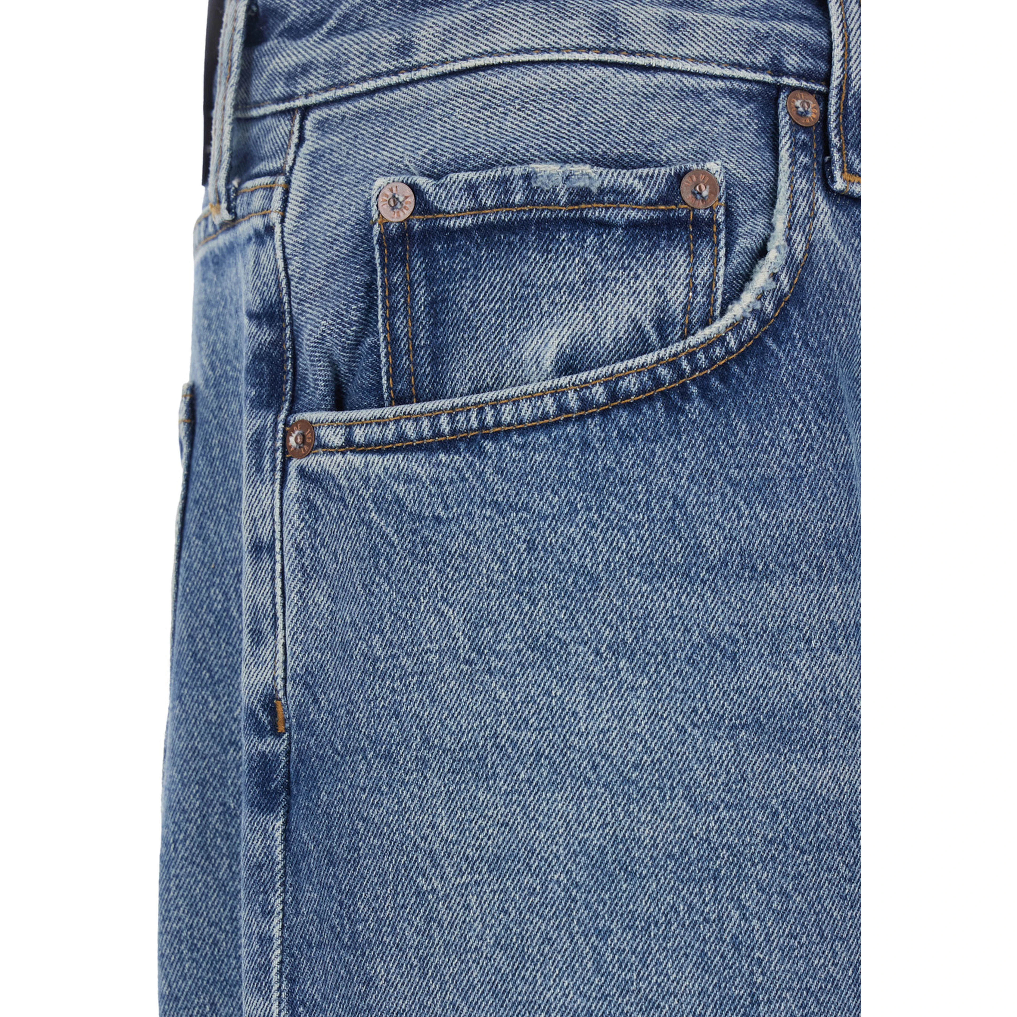 Blue Jeans with Five-Pocket Design in Denim for Men