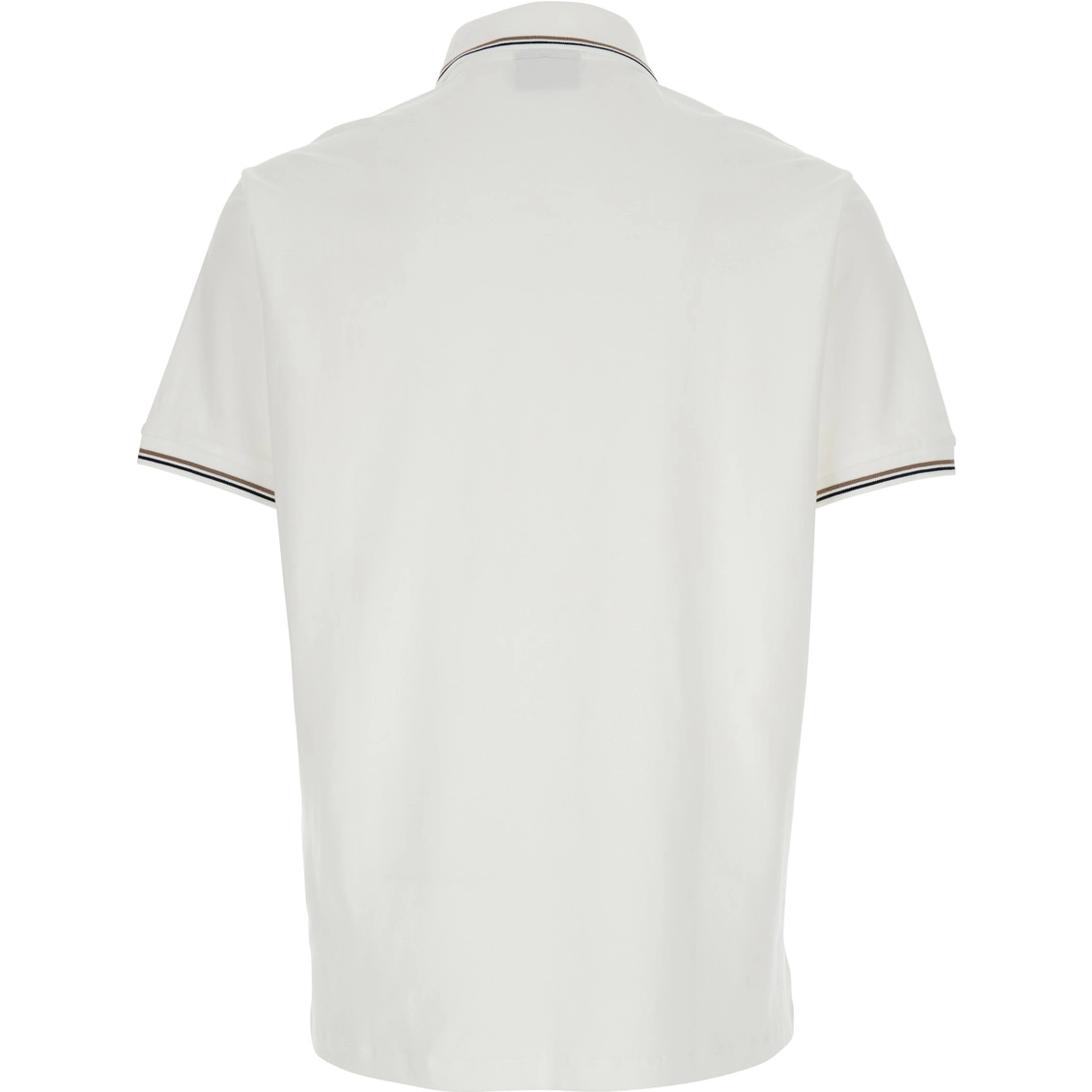 Two-Tone Classic Collar Polo with Logo Embroidery on Front in White Cotton for Men