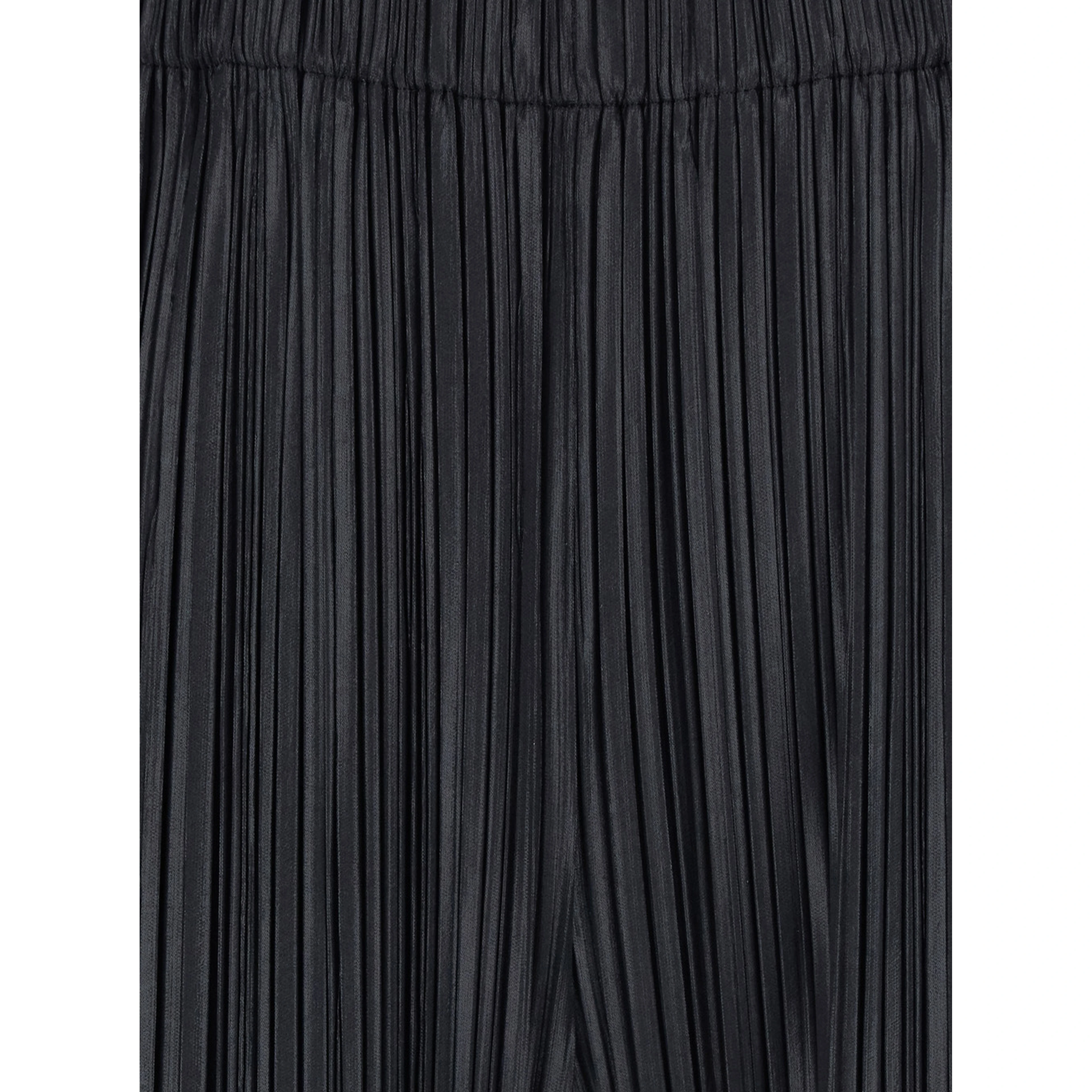 Black Razor Pleat Trousers with Front Pleats and High Waist in Tech Fabric for Women