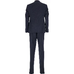 Double-breasted Suit with Peak Revers in Blue Wool for Men
