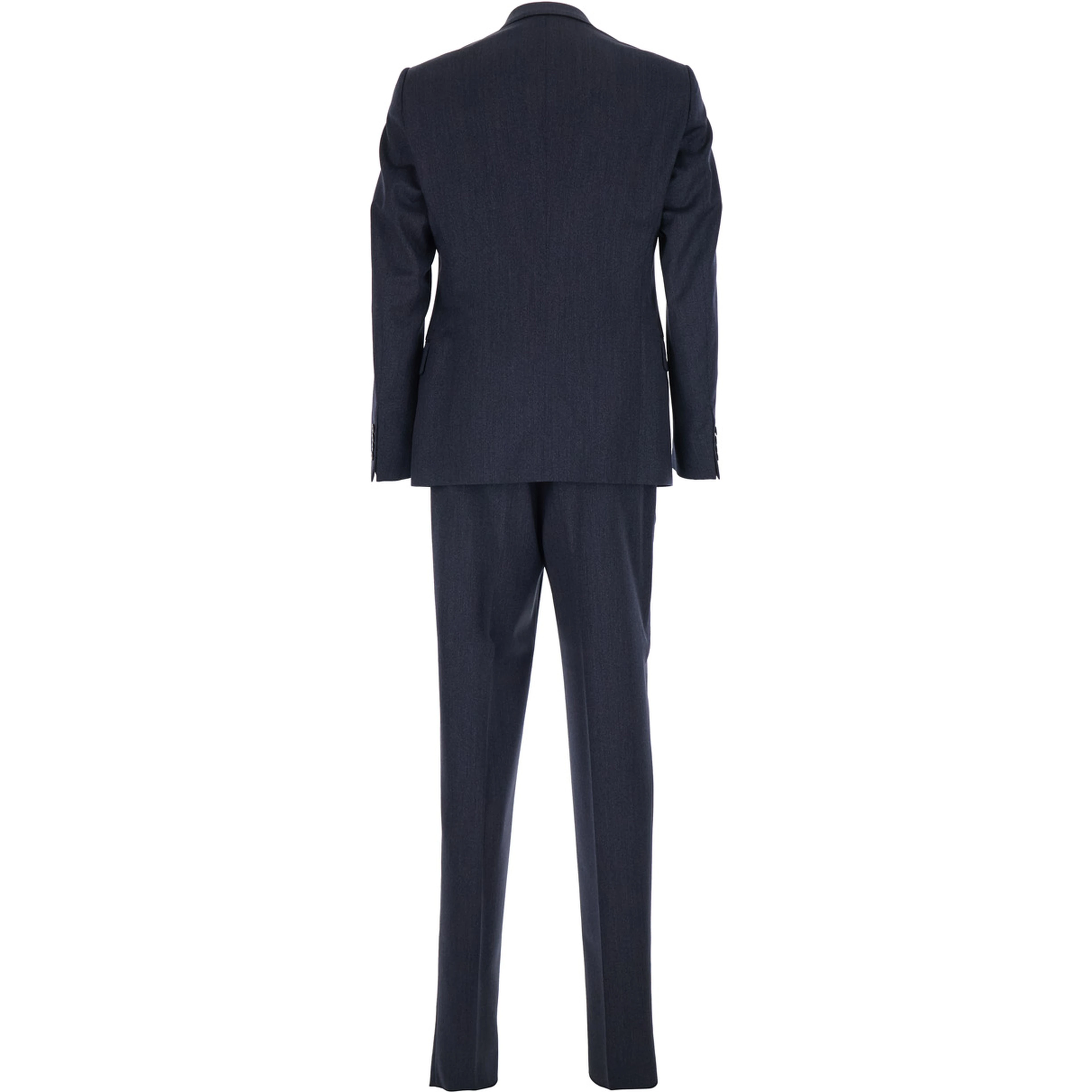 Double-breasted Suit with Peak Revers in Blue Wool for Men
