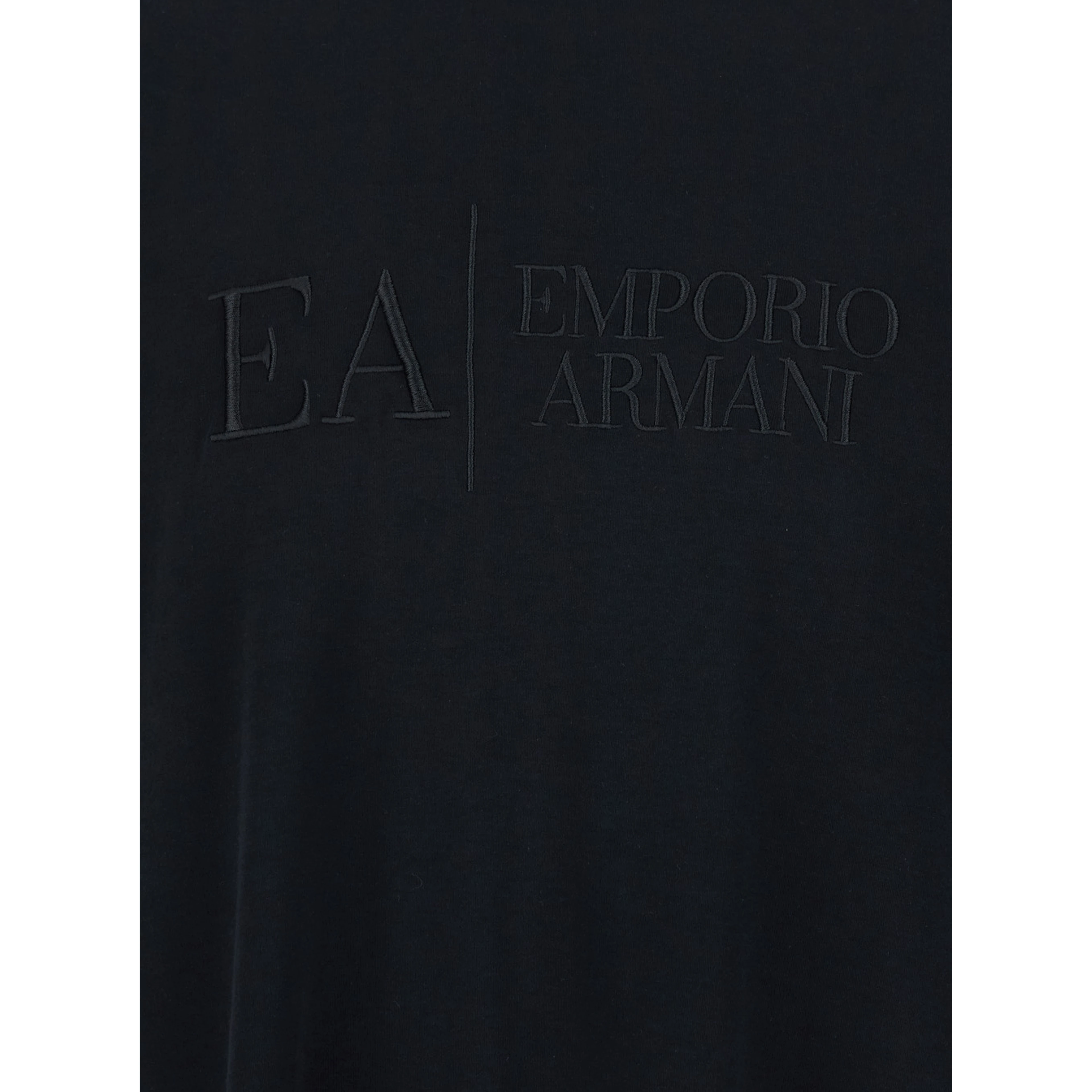 Black T-Shirt with Embroidered Lettering Logo on the Front for Men