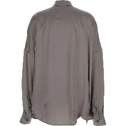 CASIA Gray Shirt with Classic Collar and Long Sleeves in Cotton for Women