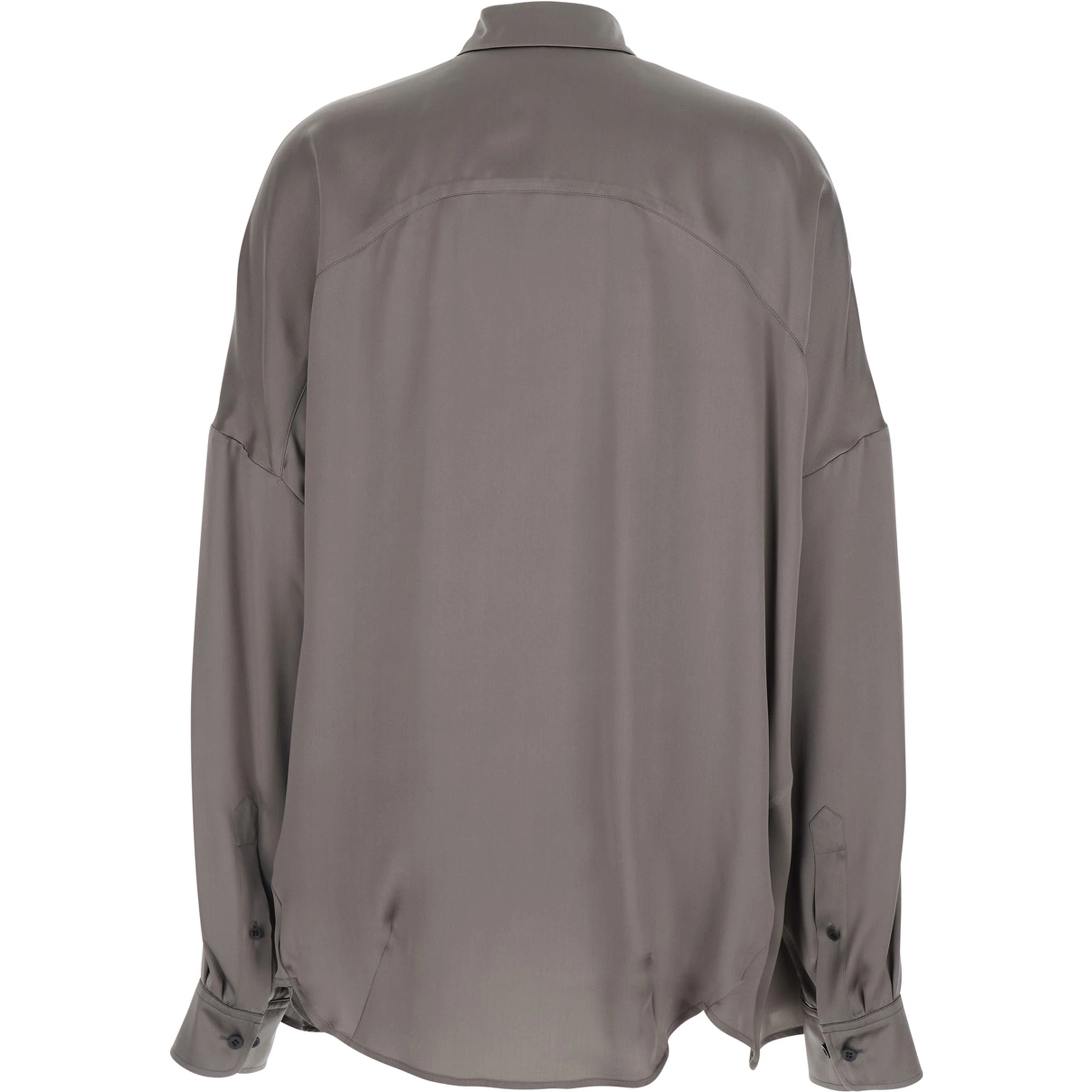 CASIA Gray Shirt with Classic Collar and Long Sleeves in Cotton for Women