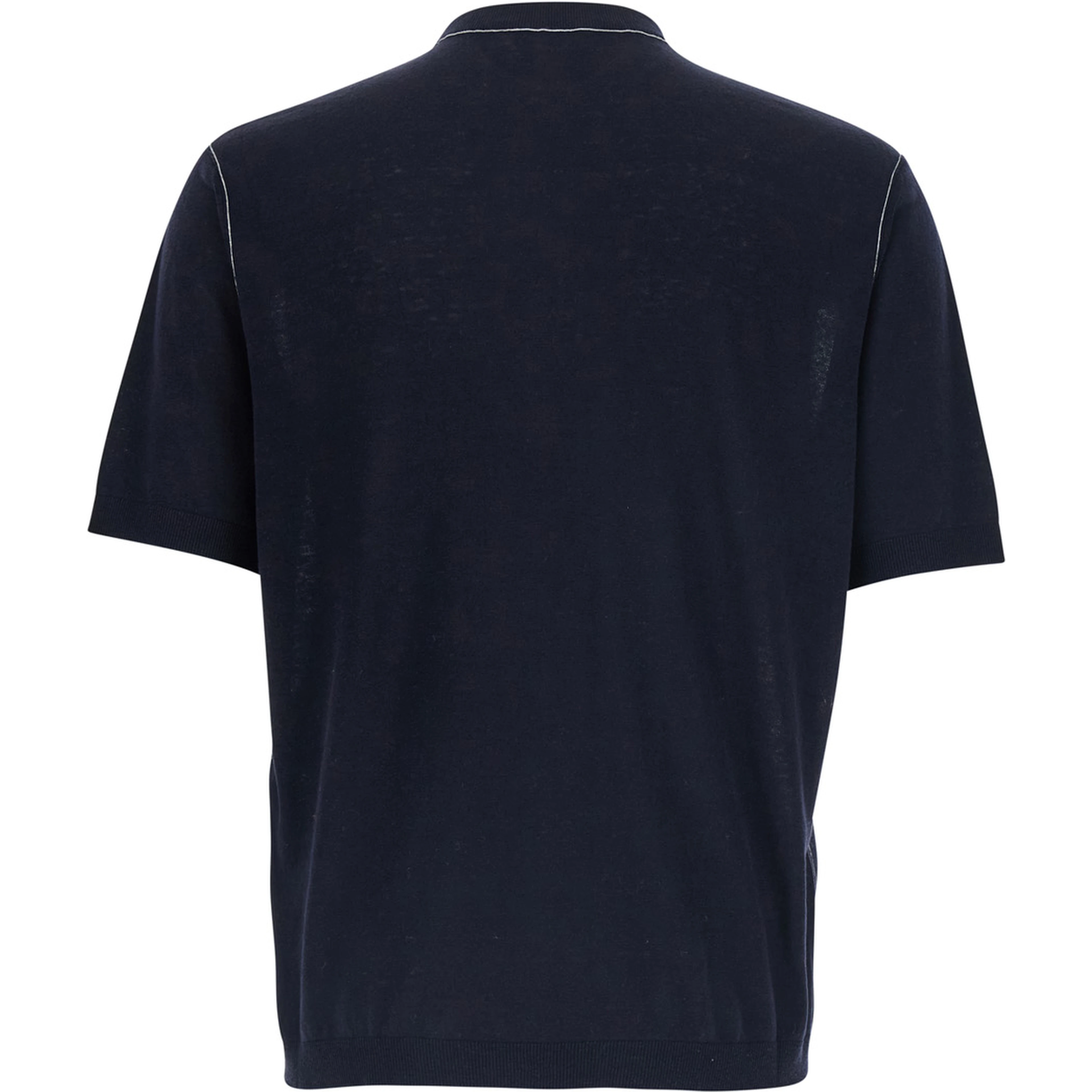 Blue Round Neck Sweater with Logo Lettering on the Front in Wool for Men