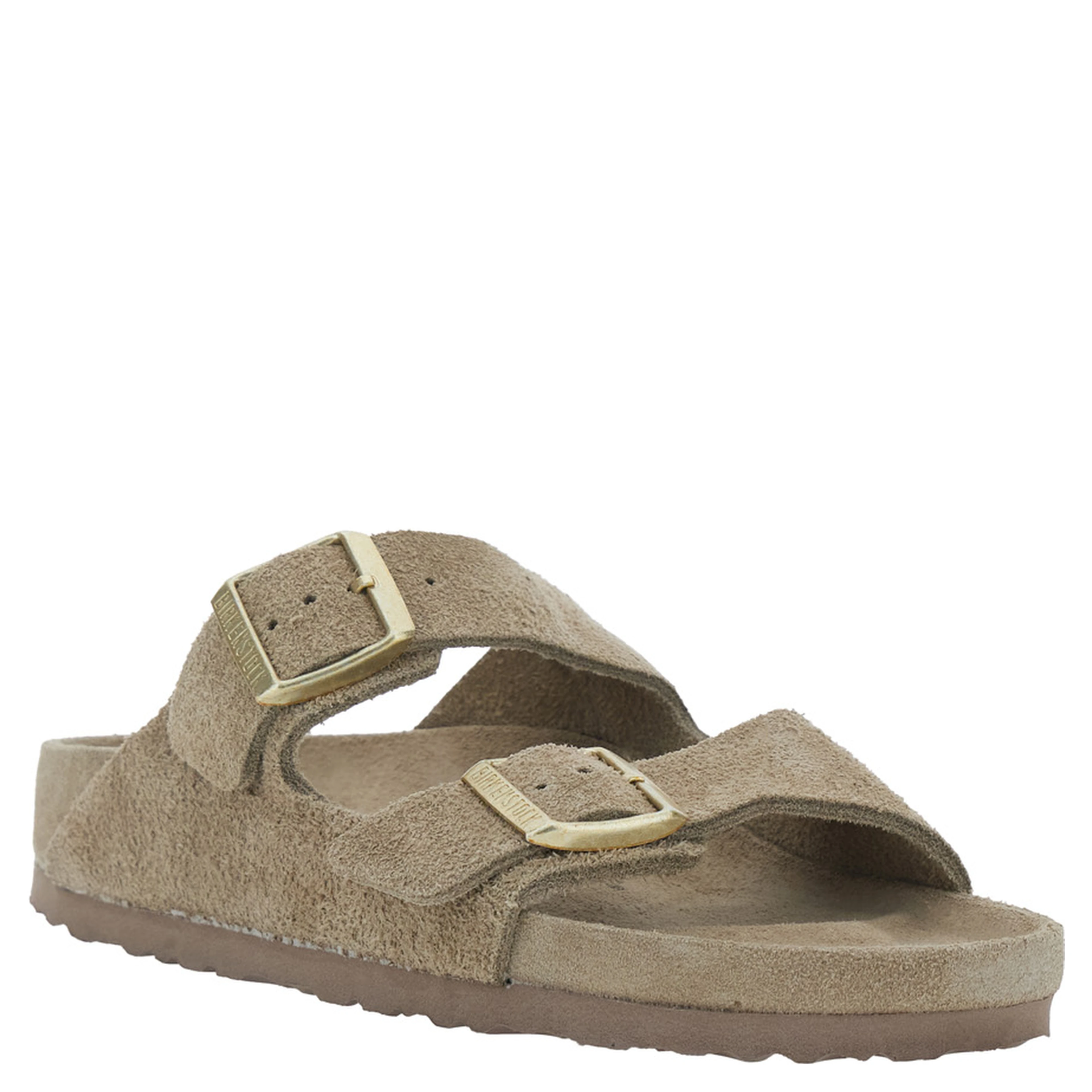 Arizona Beige Sandals with Strap Closure and Rounded Toe in Suede for Women