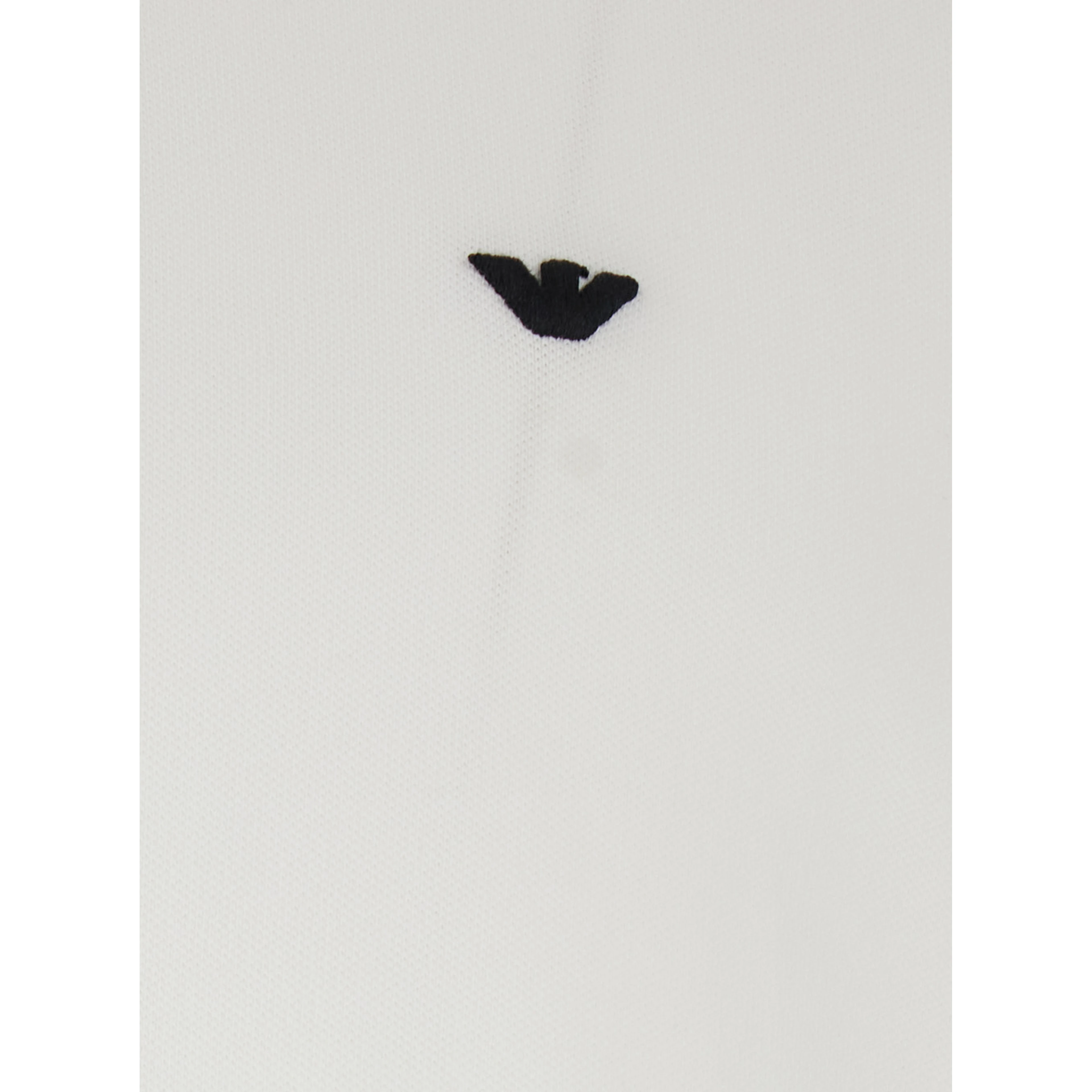 Two-Tone Classic Collar Polo with Logo Embroidery on Front in White Cotton for Men