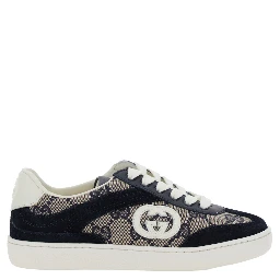 Low Top Sneaker GG Supreme with GG Patch and Lettering Logo on the Tongue in Blue Canvas for Kids