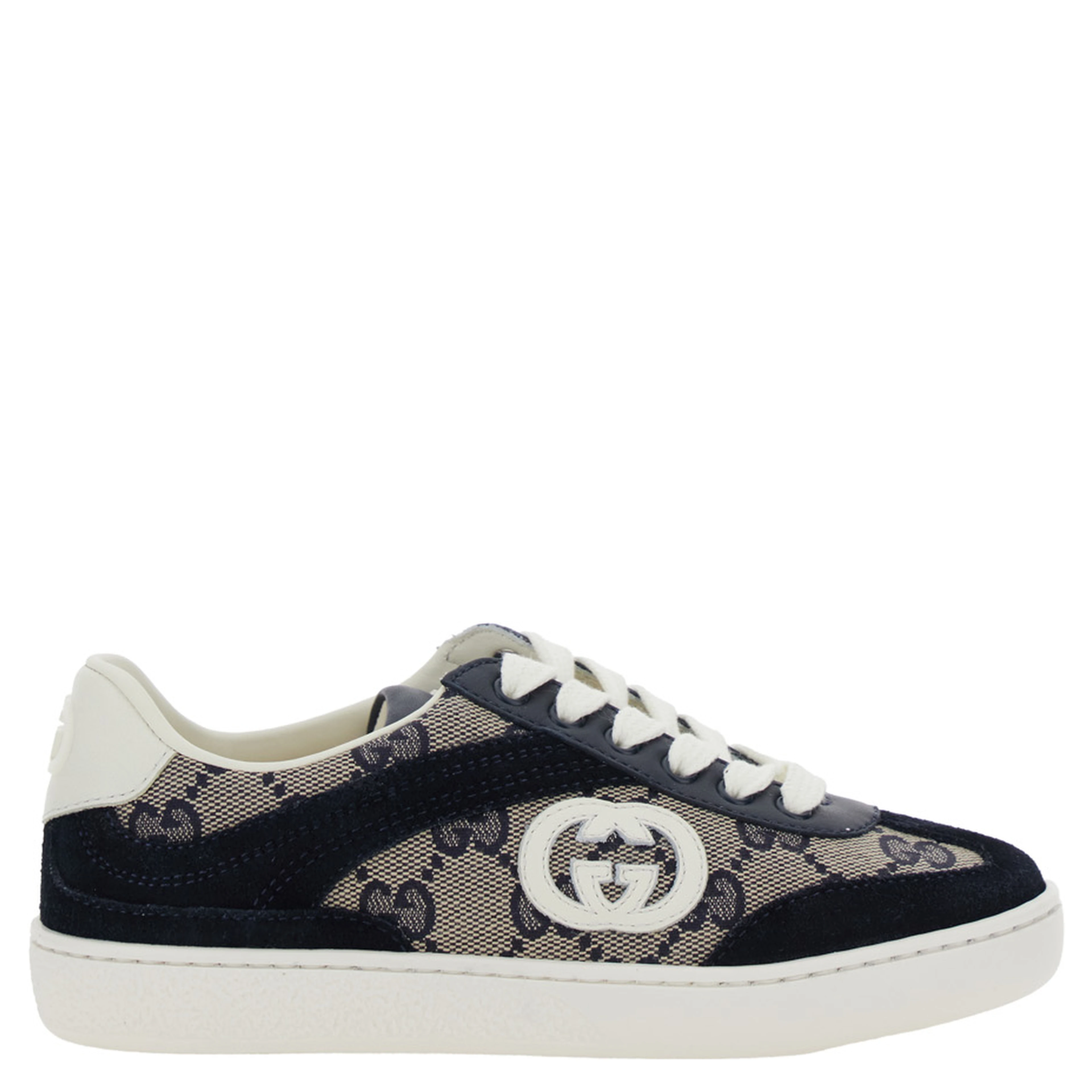 Low Top Sneaker GG Supreme with GG Patch and Lettering Logo on the Tongue in Blue Canvas for Kids