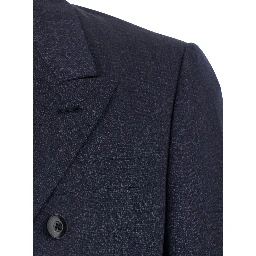 Double-breasted Suit with Peak Revers in Blue Wool for Men