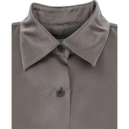 CASIA Gray Shirt with Classic Collar and Long Sleeves in Cotton for Women