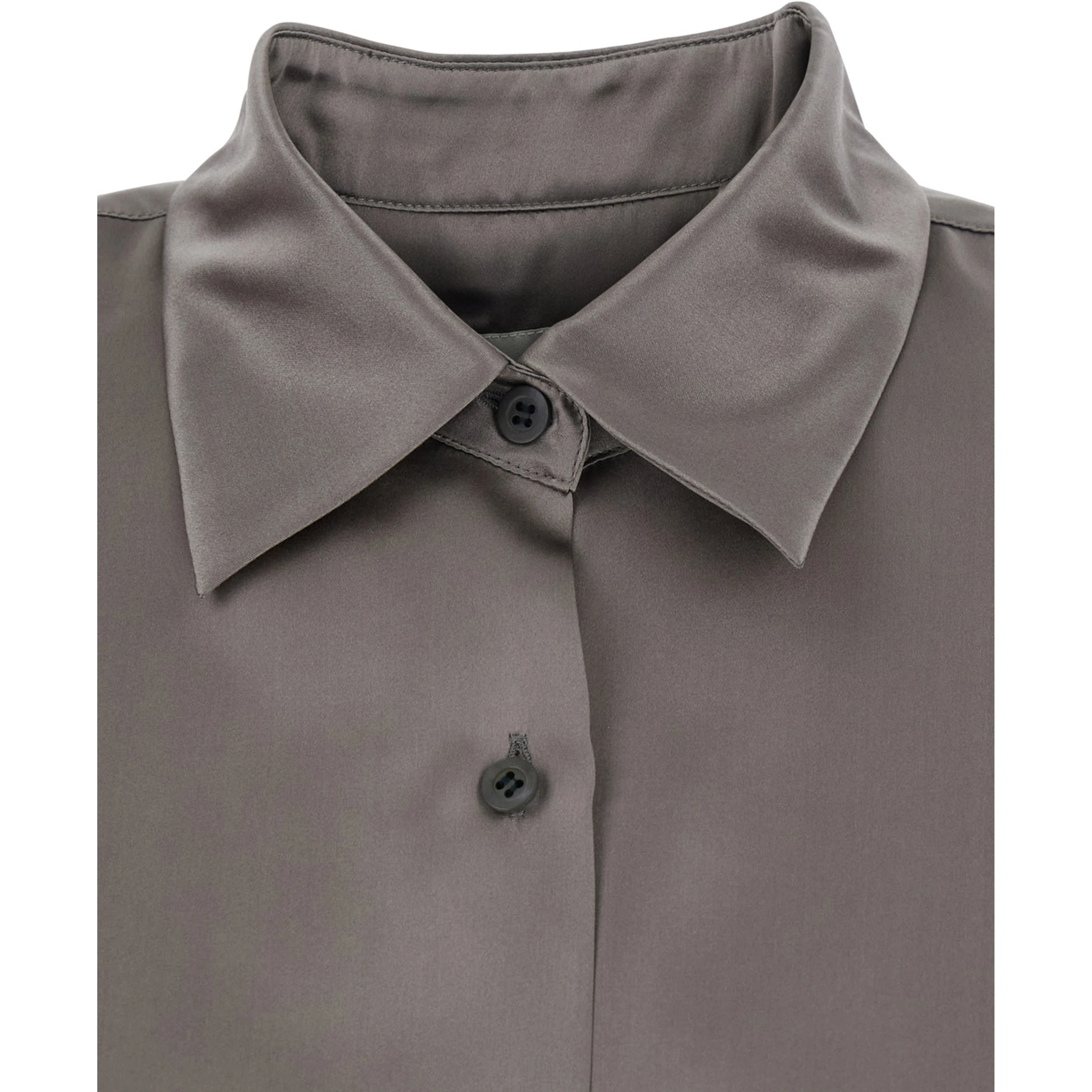 CASIA Gray Shirt with Classic Collar and Long Sleeves in Cotton for Women