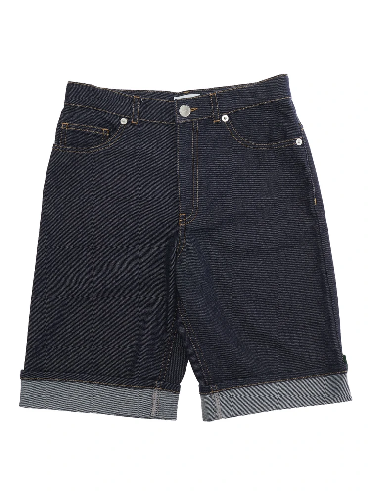 Shorts Logo with Logo Detail on the Front in Blue Cotton for Kids