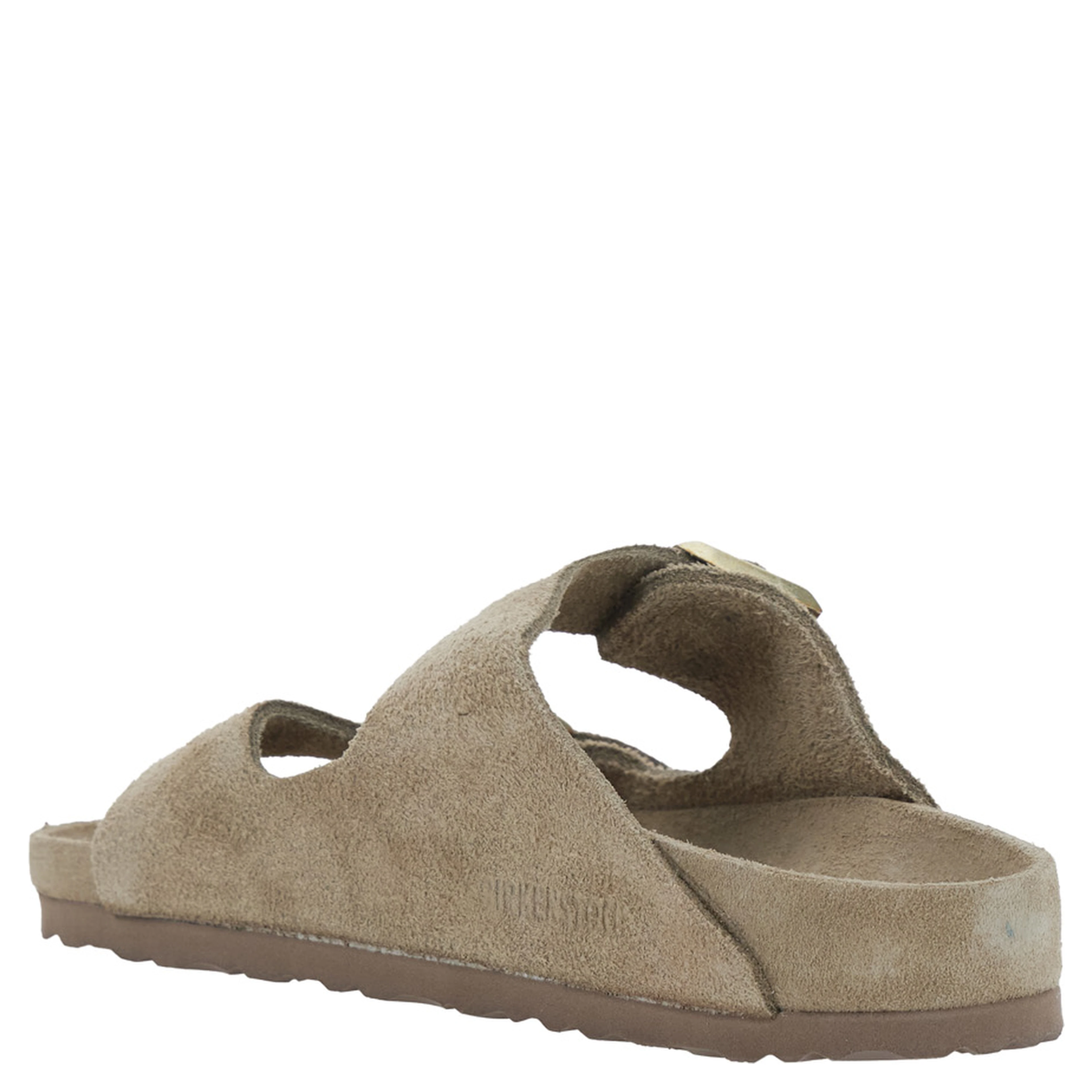 Arizona Beige Sandals with Strap Closure and Rounded Toe in Suede for Women