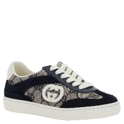 Low Top Sneaker GG Supreme with GG Patch and Lettering Logo on the Tongue in Blue Canvas for Kids