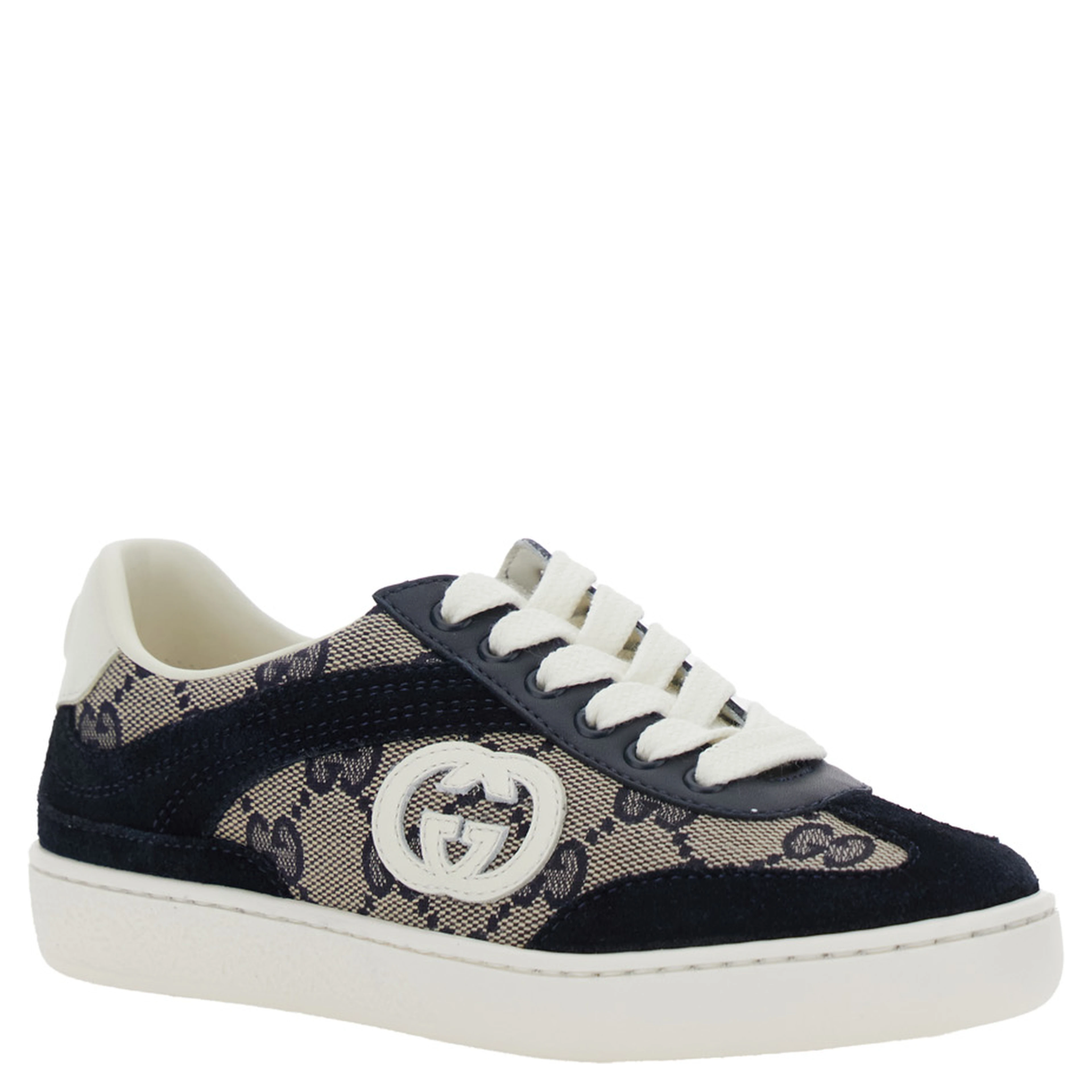 Low Top Sneaker GG Supreme with GG Patch and Lettering Logo on the Tongue in Blue Canvas for Kids