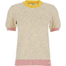 White T-Shirt COLOR BLOCK FF SHORT SLEEVES TEE with Fendi Logo in Cotton Women