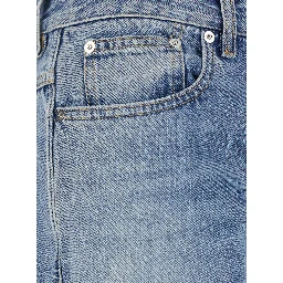 Light Blue Denim Jeans with Logo Patch on the Back and Belt Loops for Men
