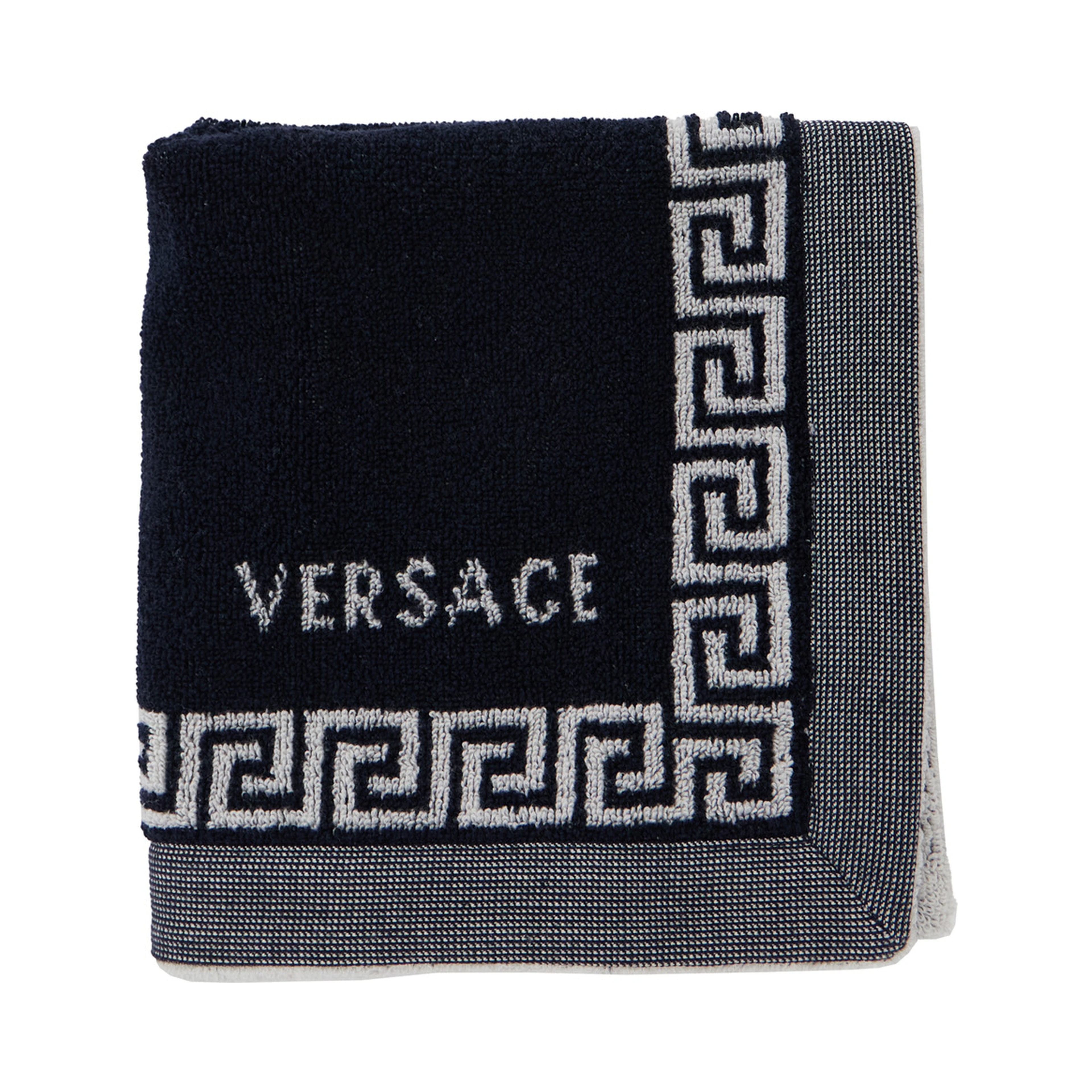 Sport Towel with Jacquard Medusa in Cotton Blue Unisex
