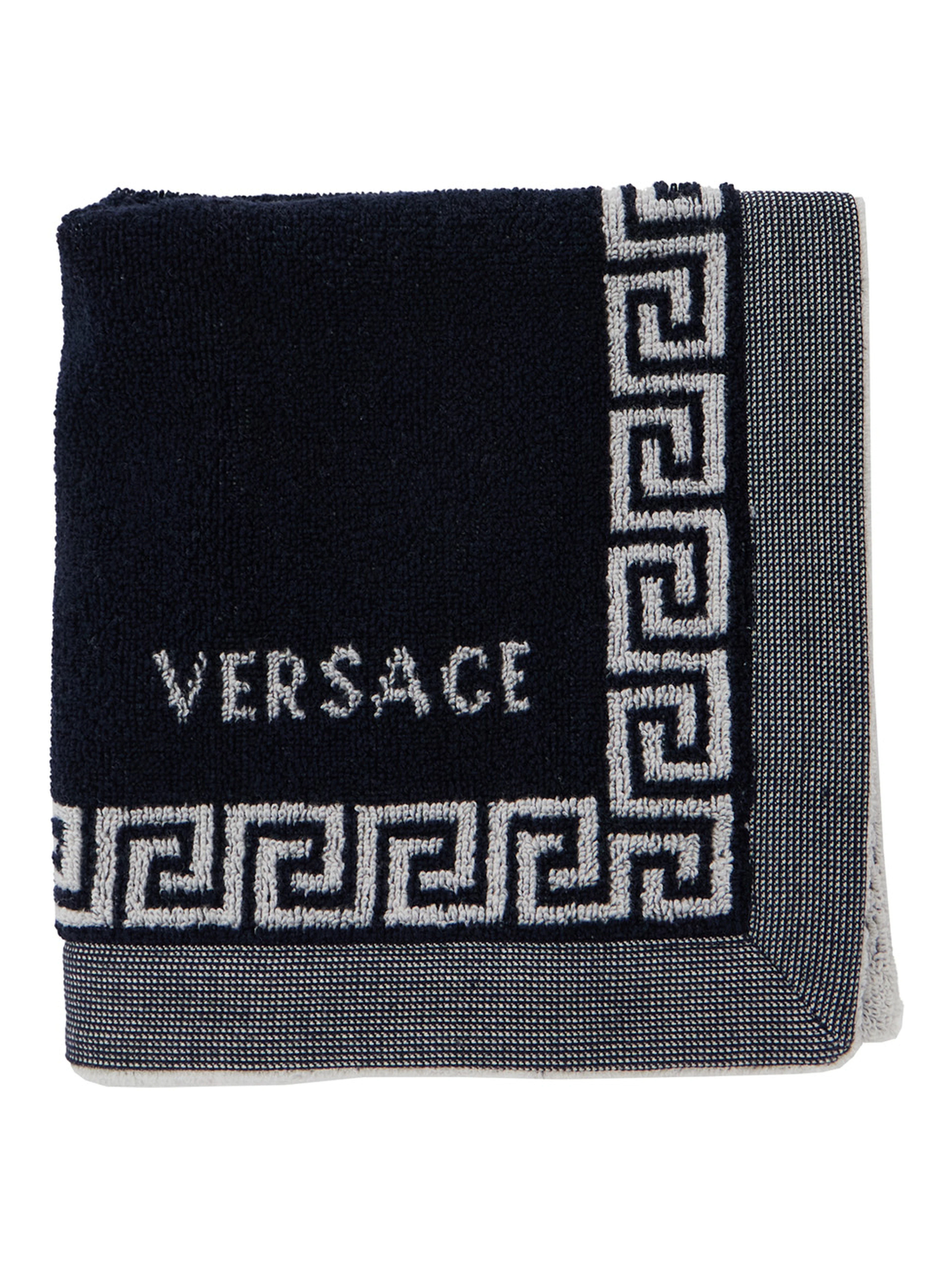 Sport Towel with Jacquard Medusa in Cotton Blue Unisex