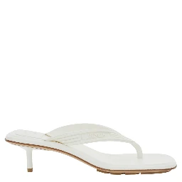 Sampieri White Sandals with Thong Design and Kitten Heel in Rubber for Women