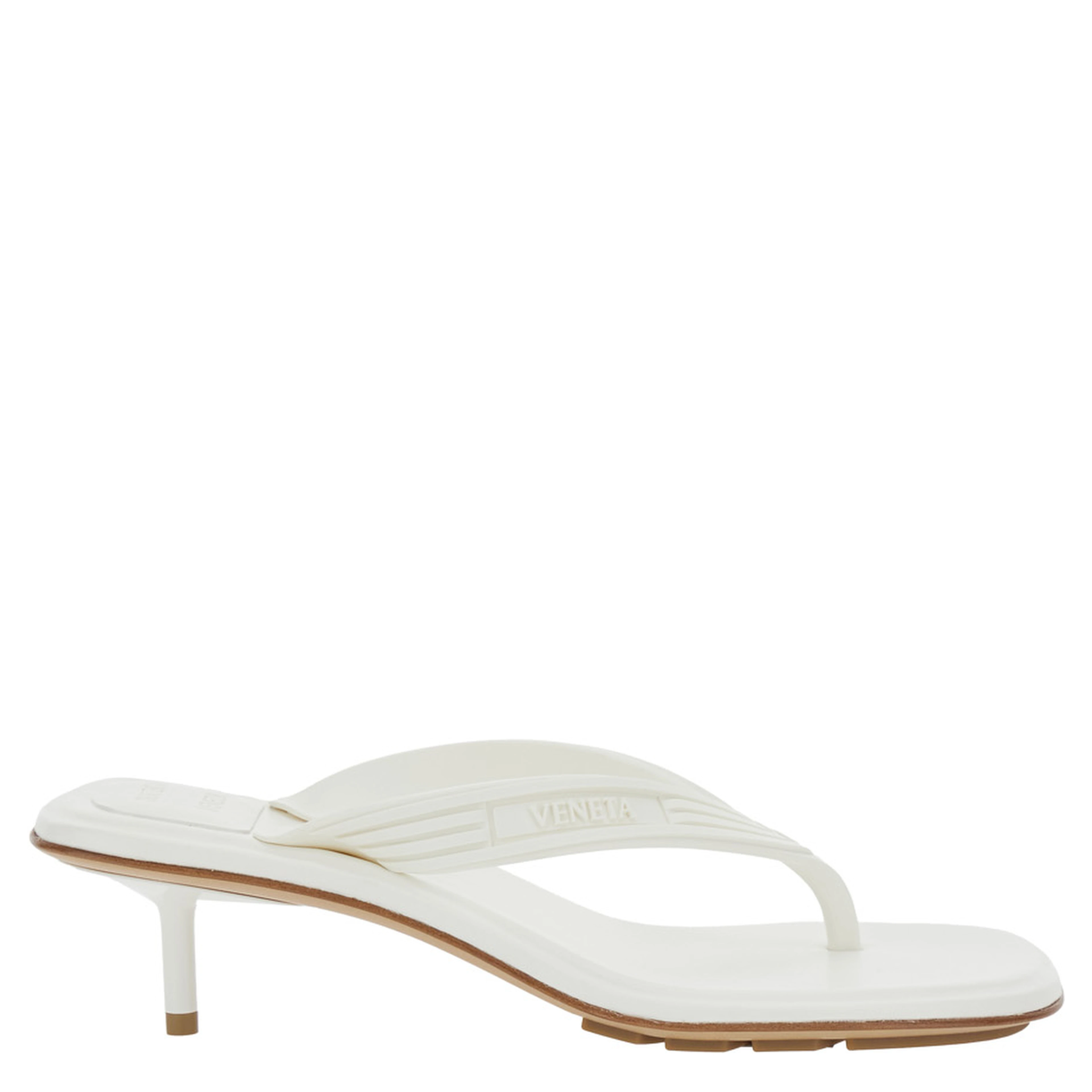 Sampieri White Sandals with Thong Design and Kitten Heel in Rubber for Women