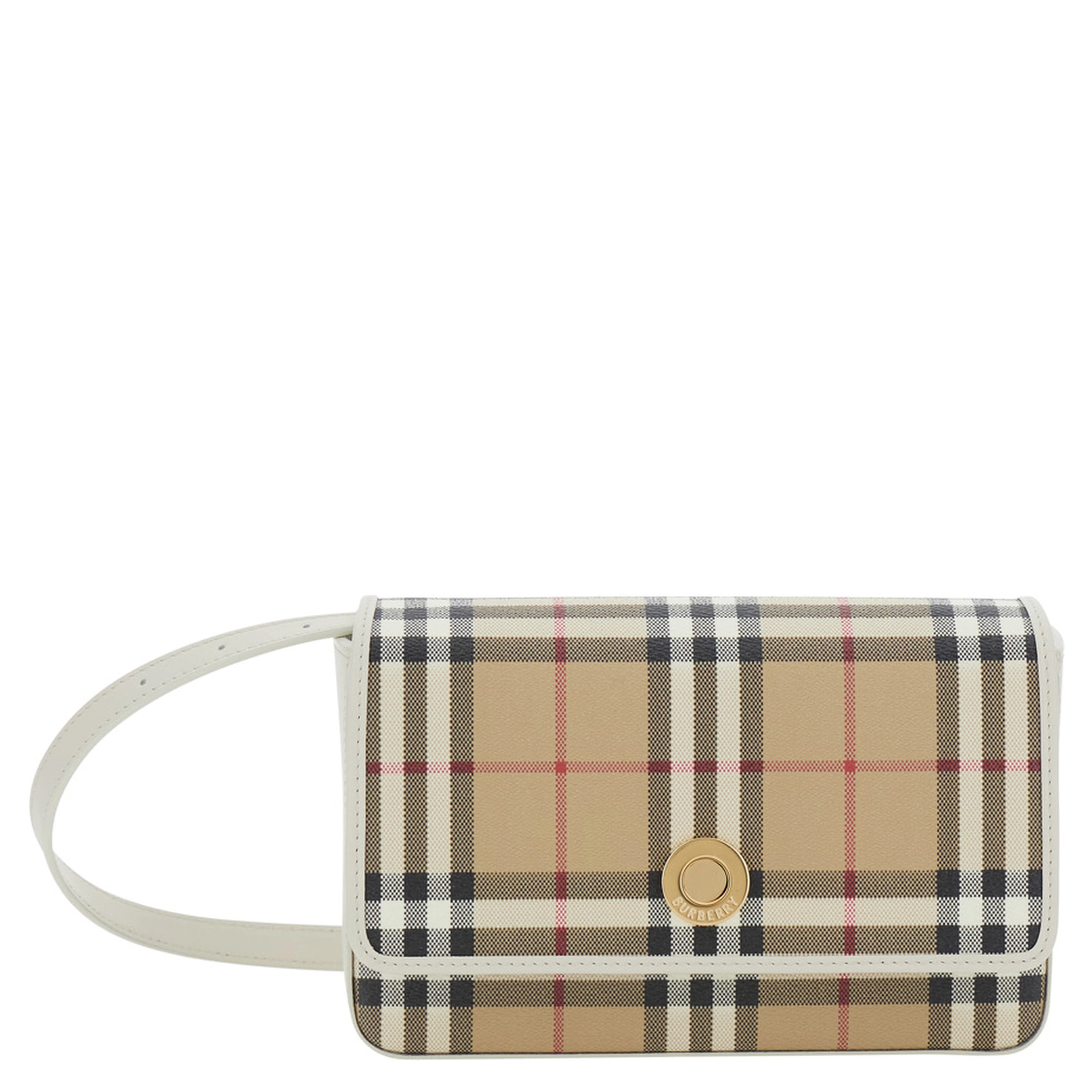 Hampshire Beige Crossbody bag with Adjustable Strap and Check Motif All-Over in Blend Cotton for Women