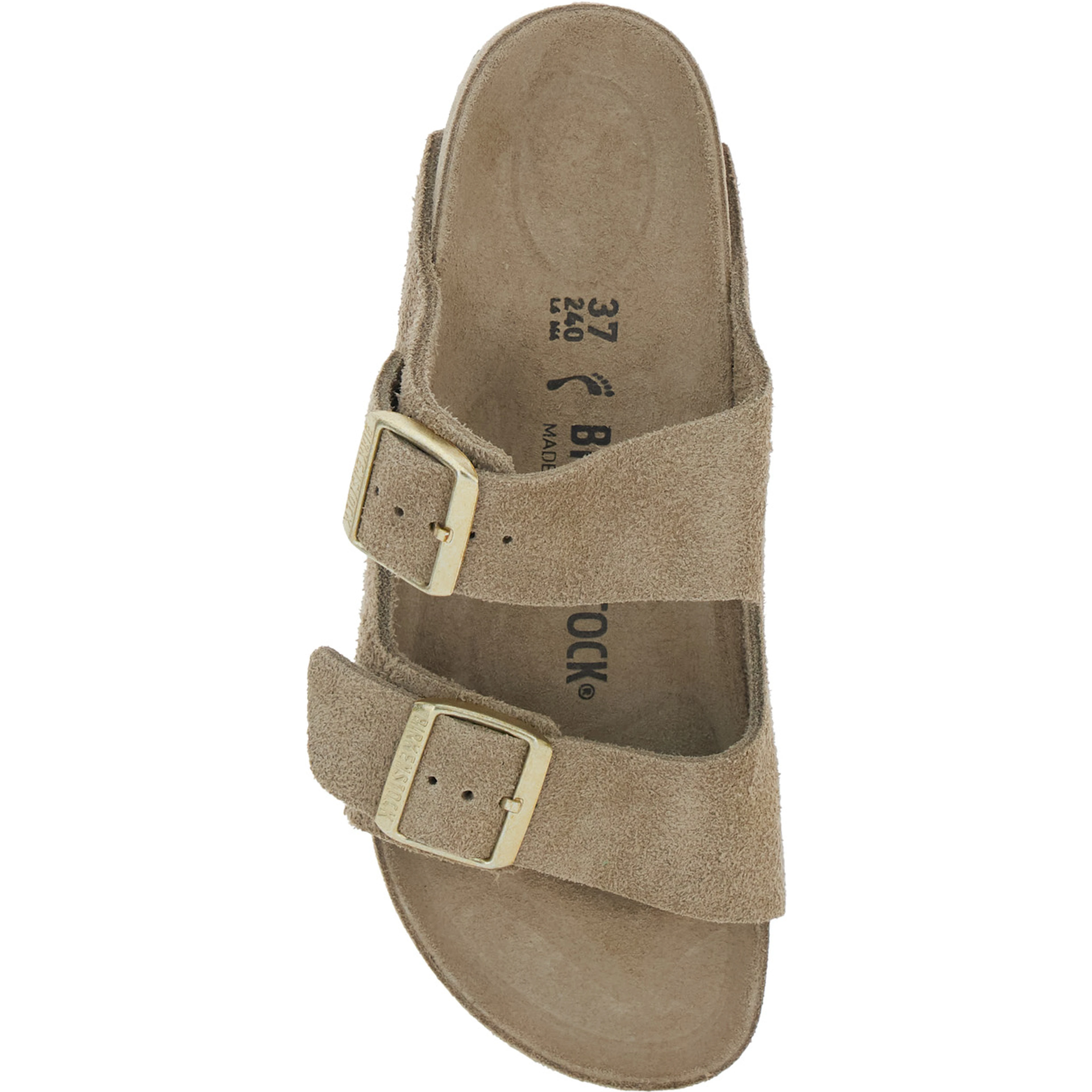 Arizona Beige Sandals with Strap Closure and Rounded Toe in Suede for Women