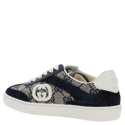 Low Top Sneaker GG Supreme with GG Patch and Lettering Logo on the Tongue in Blue Canvas for Kids