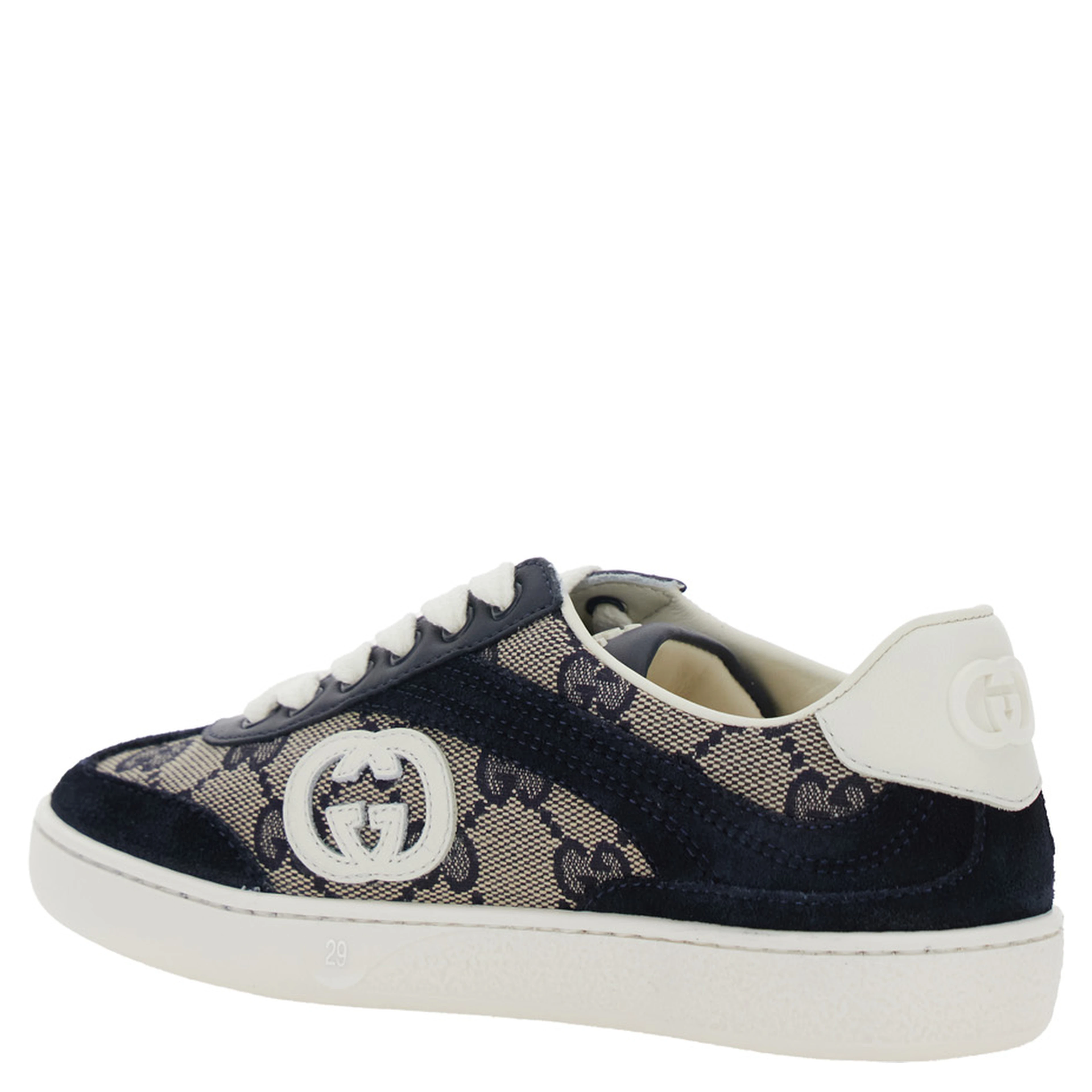 Low Top Sneaker GG Supreme with GG Patch and Lettering Logo on the Tongue in Blue Canvas for Kids