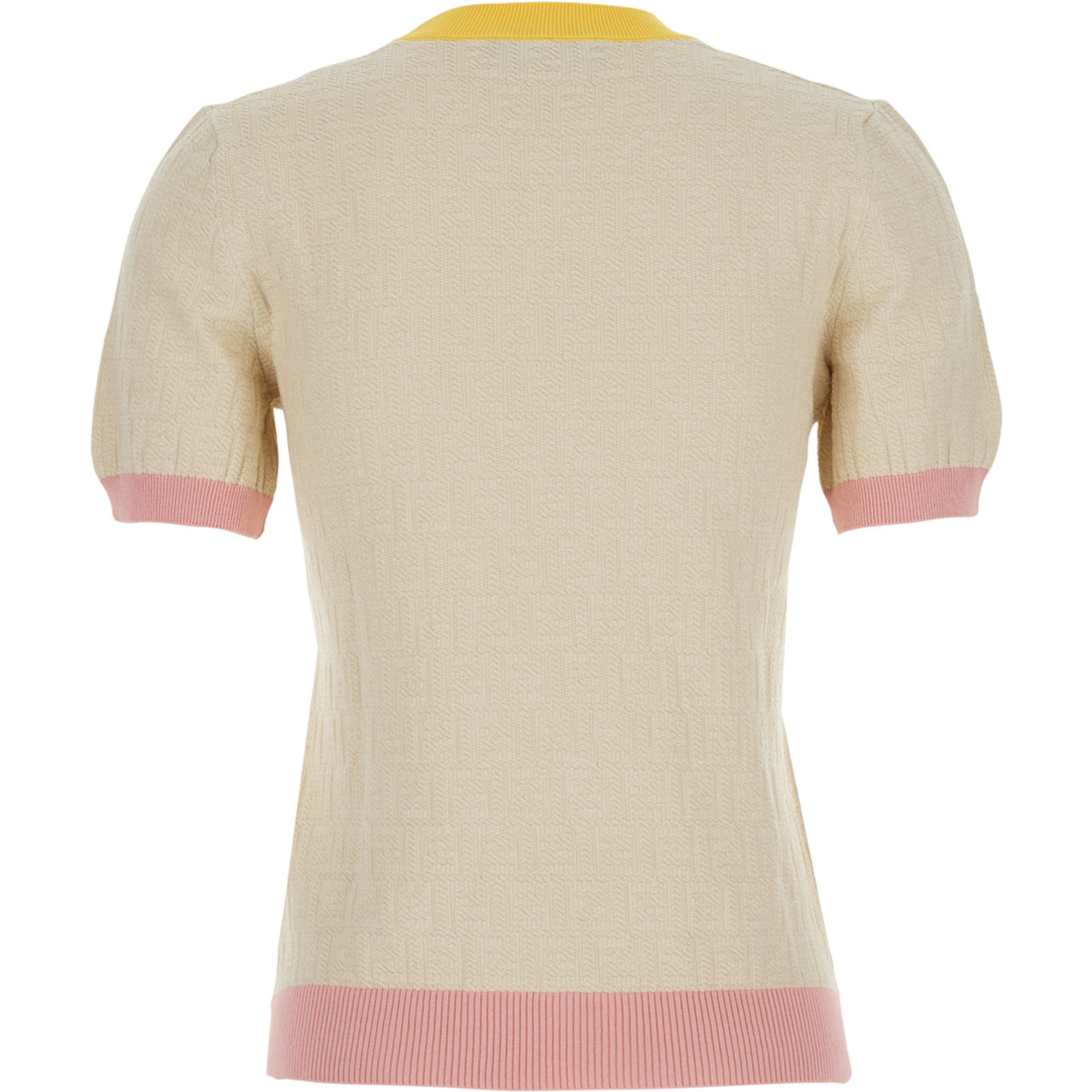 White T-Shirt COLOR BLOCK FF SHORT SLEEVES TEE with Fendi Logo in Cotton Women
