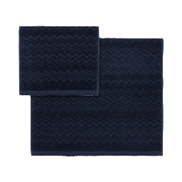 Towel set with zigzag motif and cotton fabric Blue unisex