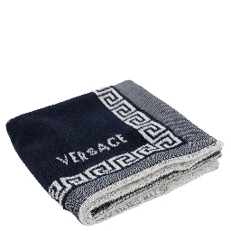 Sport Towel with Jacquard Medusa in Cotton Blue Unisex